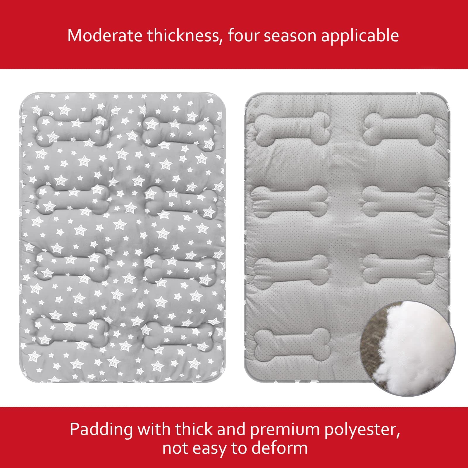 Dog Crate Mat (36'' X 23'') 2 Pack, Soft Dog Bed Mat with Cute Stars, Personalized Dog Crate Pad, Anti-Slip Bottom, Machine Wash