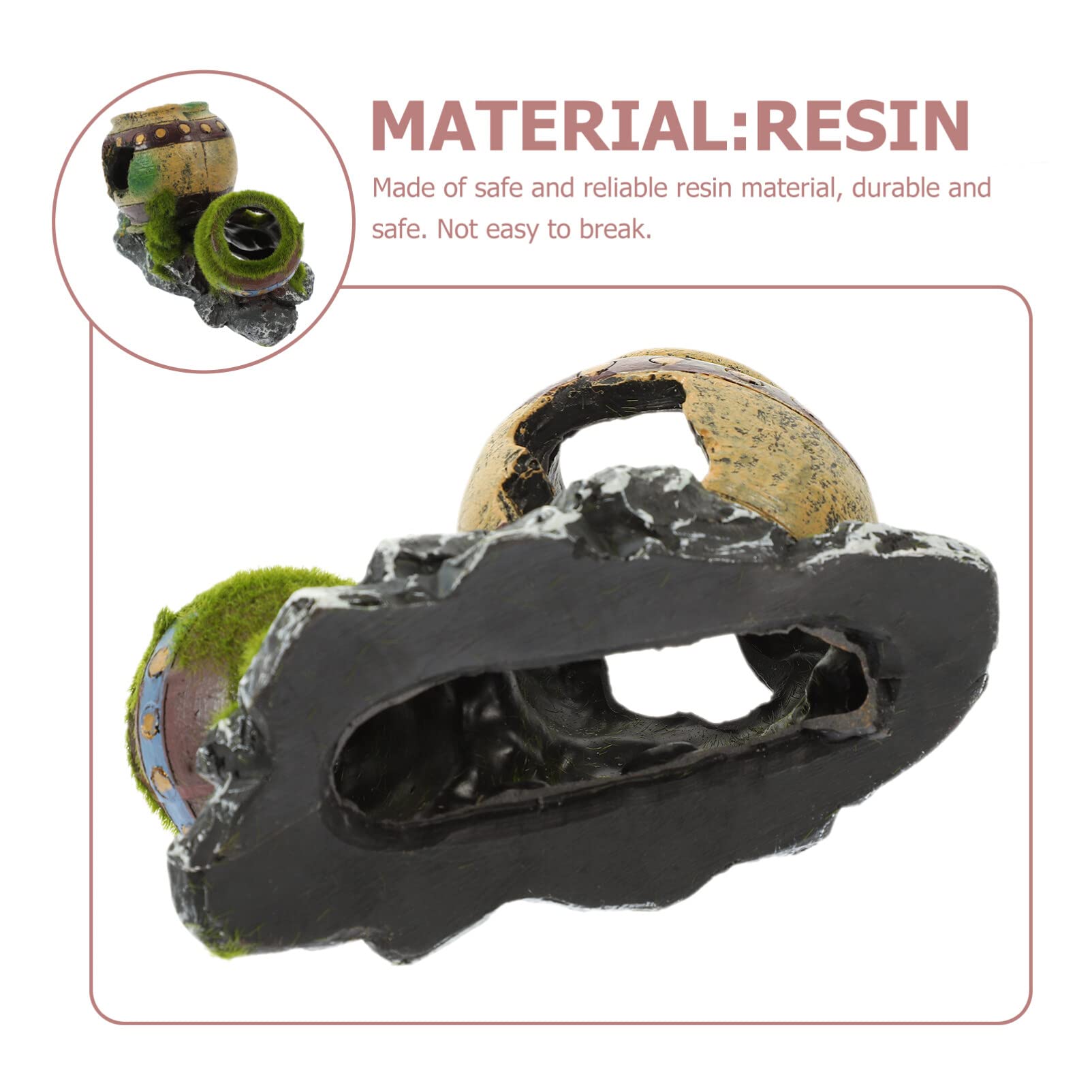 POPETPOP Fish Hiding Cave, Fish Tank Decor Glass Vase Aquarium Ruins Ancient Greek Leaning Vase Rock Broken for Betta Marine Fre