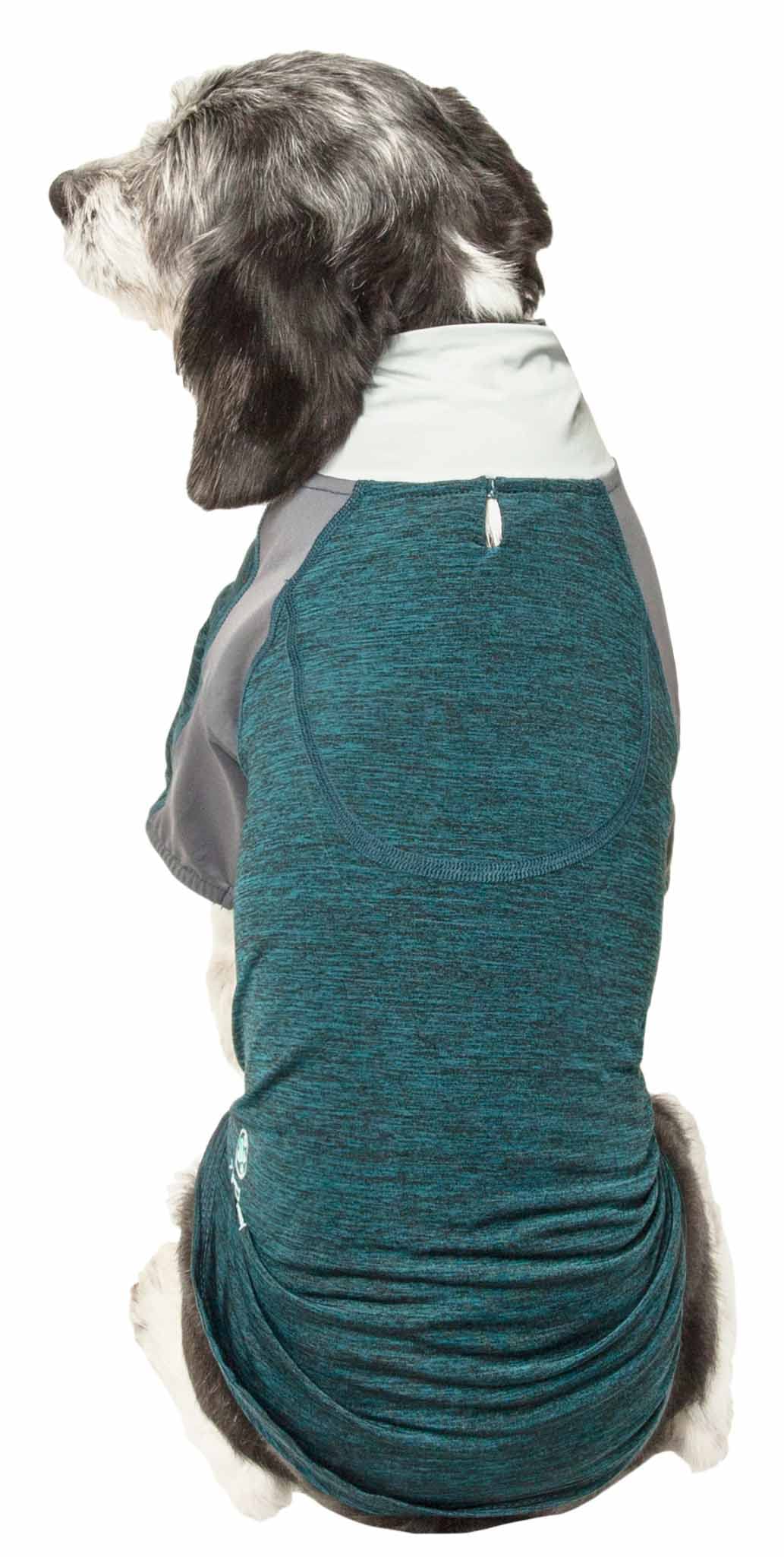 Pet Life ?Active 'Chewitt Wagassy' 4-Way Stretch Performance Long Sleeve Dog T-Shirt, X-Small, Teal