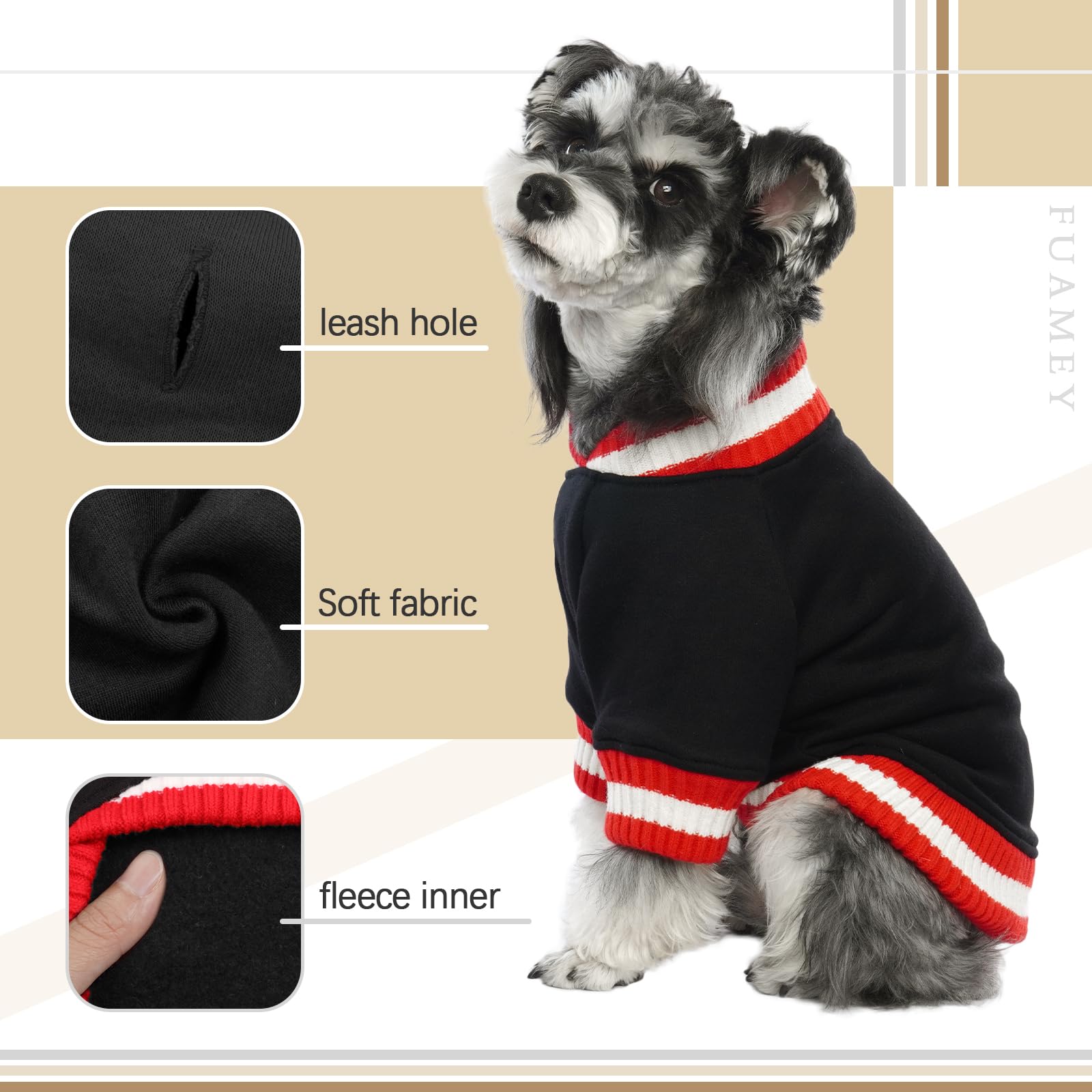 Fuamey Pullover Sweatshirt, Winter Sweater For Dogs, Warm Clothes Vest, Thick Puppy Fleece, Cute Outfit For Small Medium Dogs, G