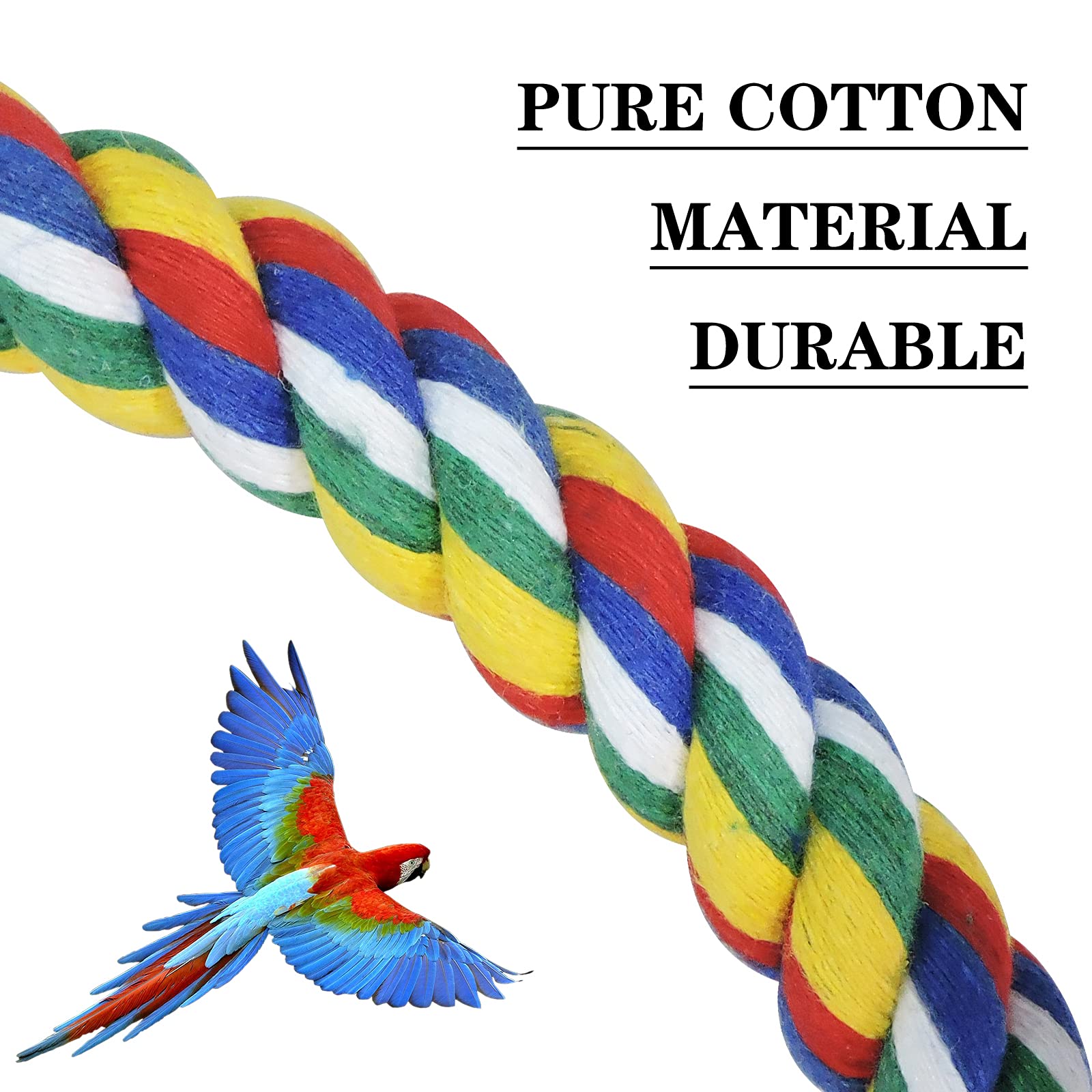 Wishlotus Bird Perches, Parrot Colorful Climbing Rope Swing Toys Parrot Stand With Bell And Hanging Clip For Parrots, Budgies, Macaws, Parakeets, And Other Small Birds. (100Cm)