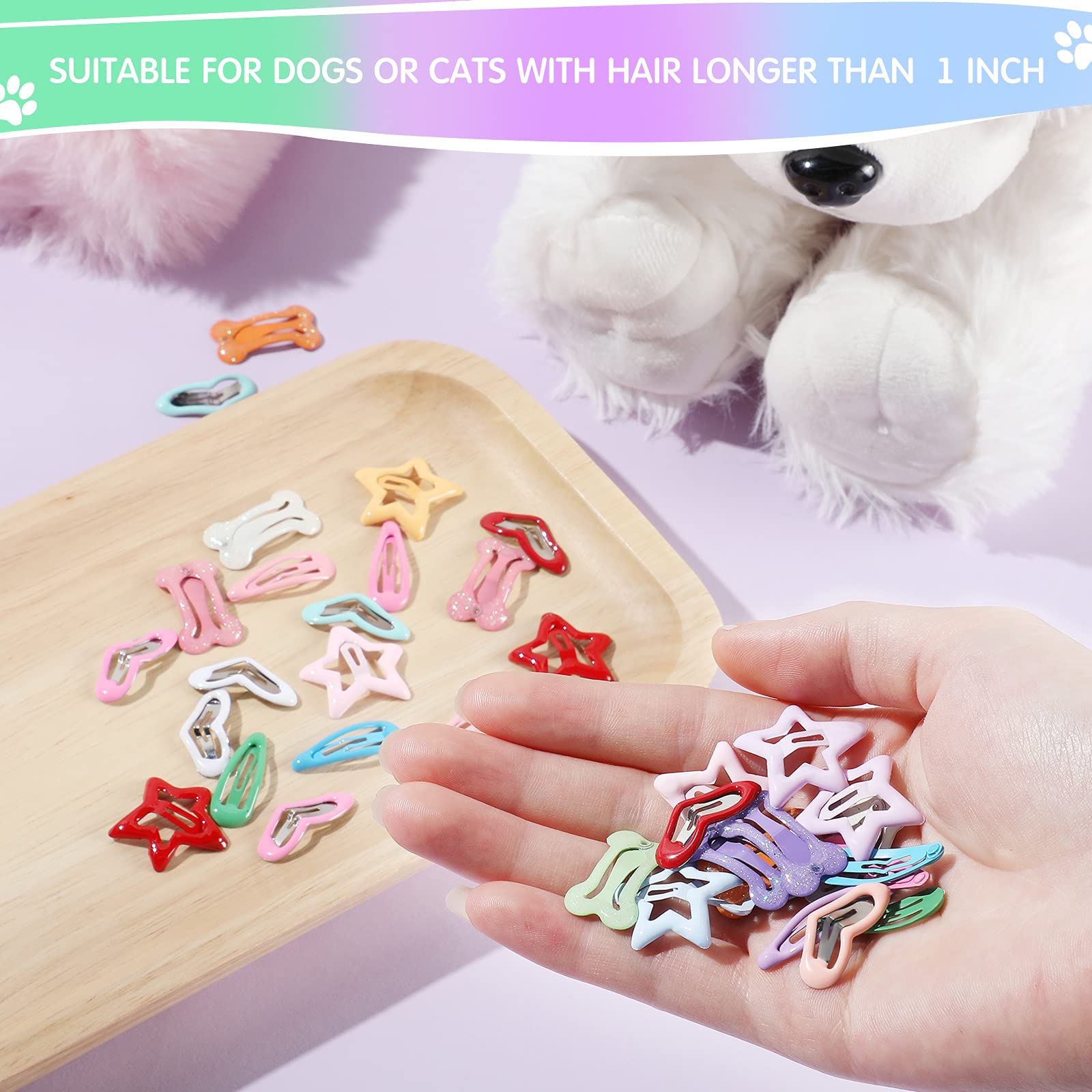 Mtlee 40 Pieces Dog Hair Clips Pet Hair Barrettes Grooming Products Small Snap Hair Clips Cute Pet Hairpin Headwear For Cat Puppy, 20 Pairs