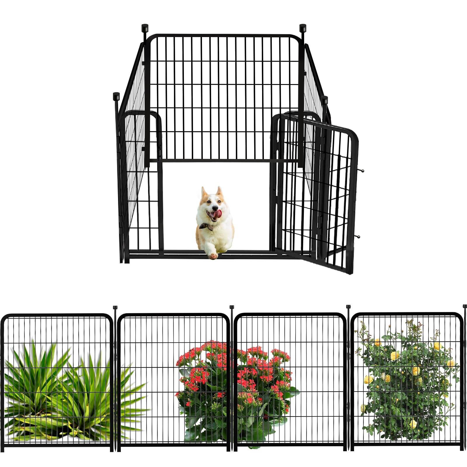 Getlay Dog Playpen 32 inch(H) 4 Panels Dog Fence Outdoor for Yard. Metal Dog Pen Heavy Duty Pet Puppy Exercise Pen for Rv Campin