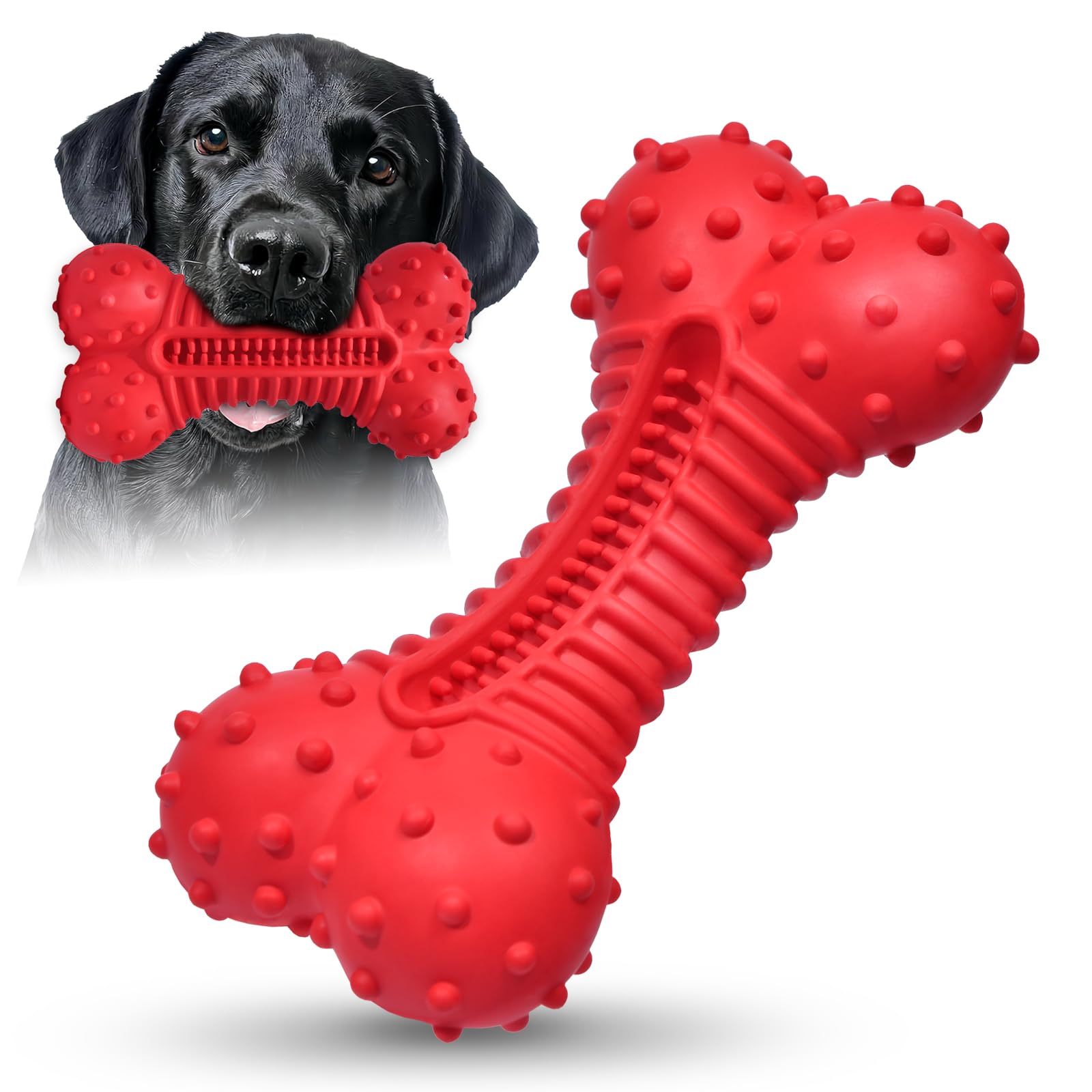 Ouilter Dog Toys For Aggressive Chewers, Dog Chew Toys For Medium Large Dogs, Durable Natural Rubber Dog Toys With Bacon Flavor,