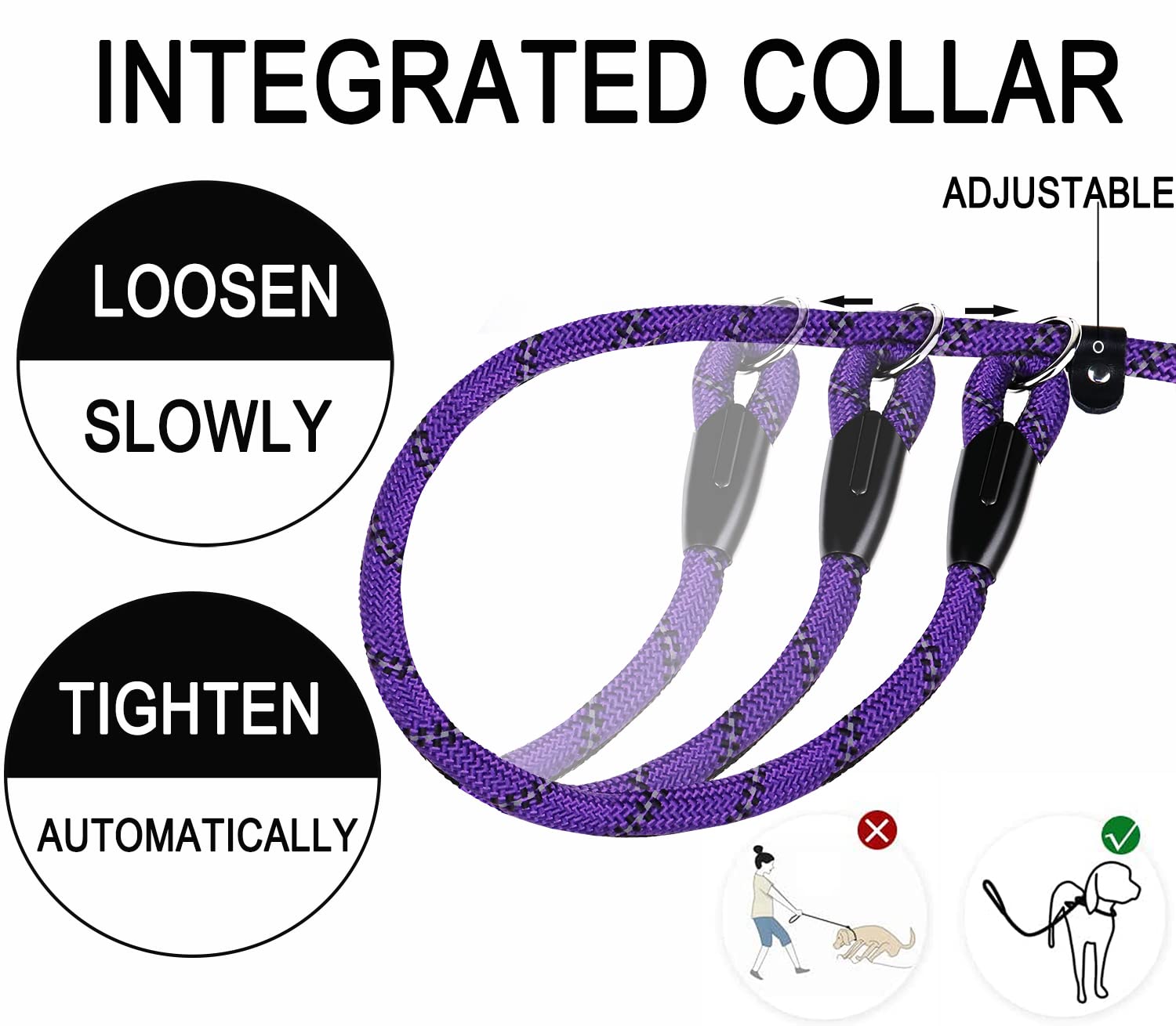 Dog Rope Leash, Strong Dog Leash, Premium Quality Training Dogs Leashes With Comfortable Padded Handle And Highly Reflective Thr
