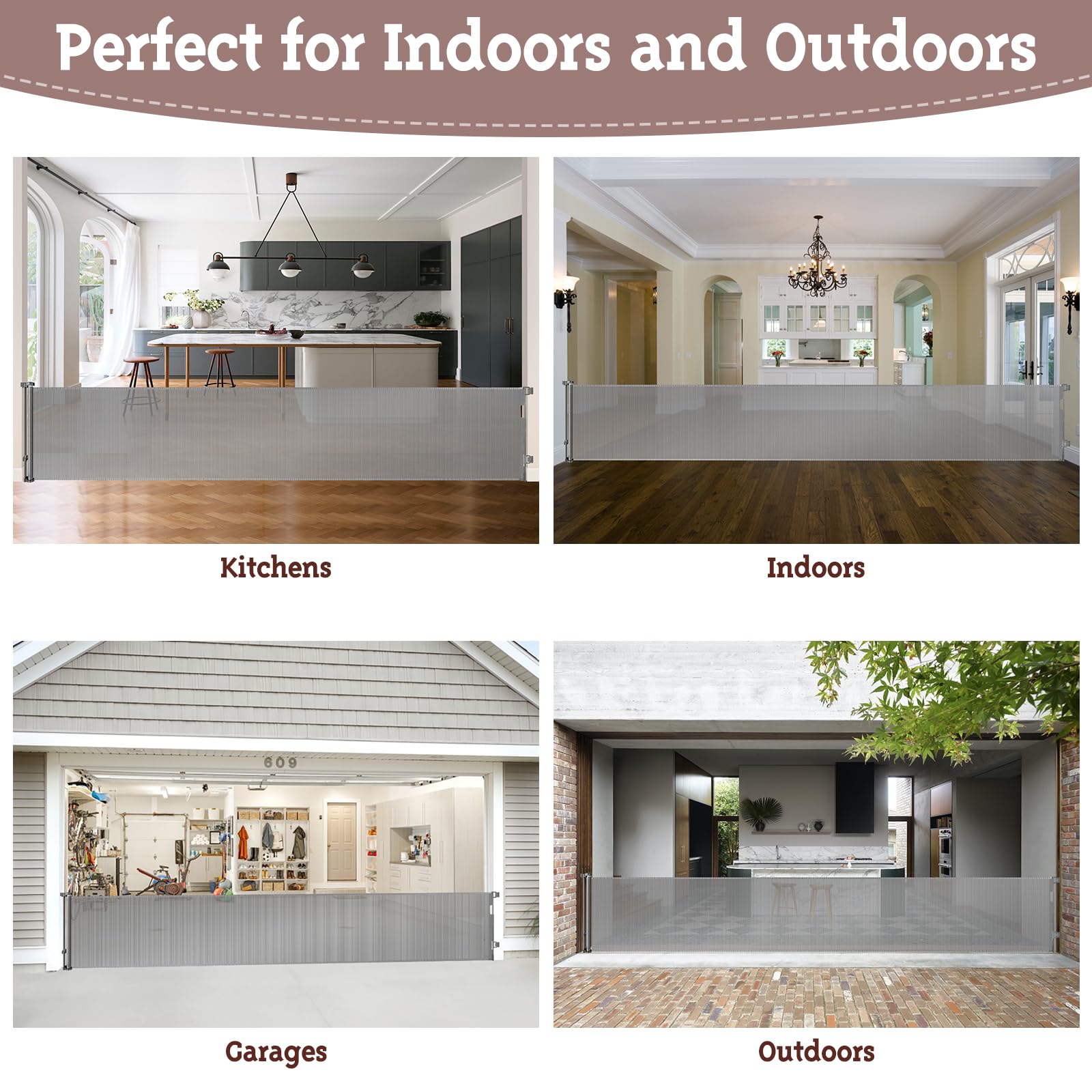 160 Inch Retractable Baby Gates for Extra Wide Openings Retractable Dog Gate Indoor Outdoor Retractable Gate Extra Long Baby Gat