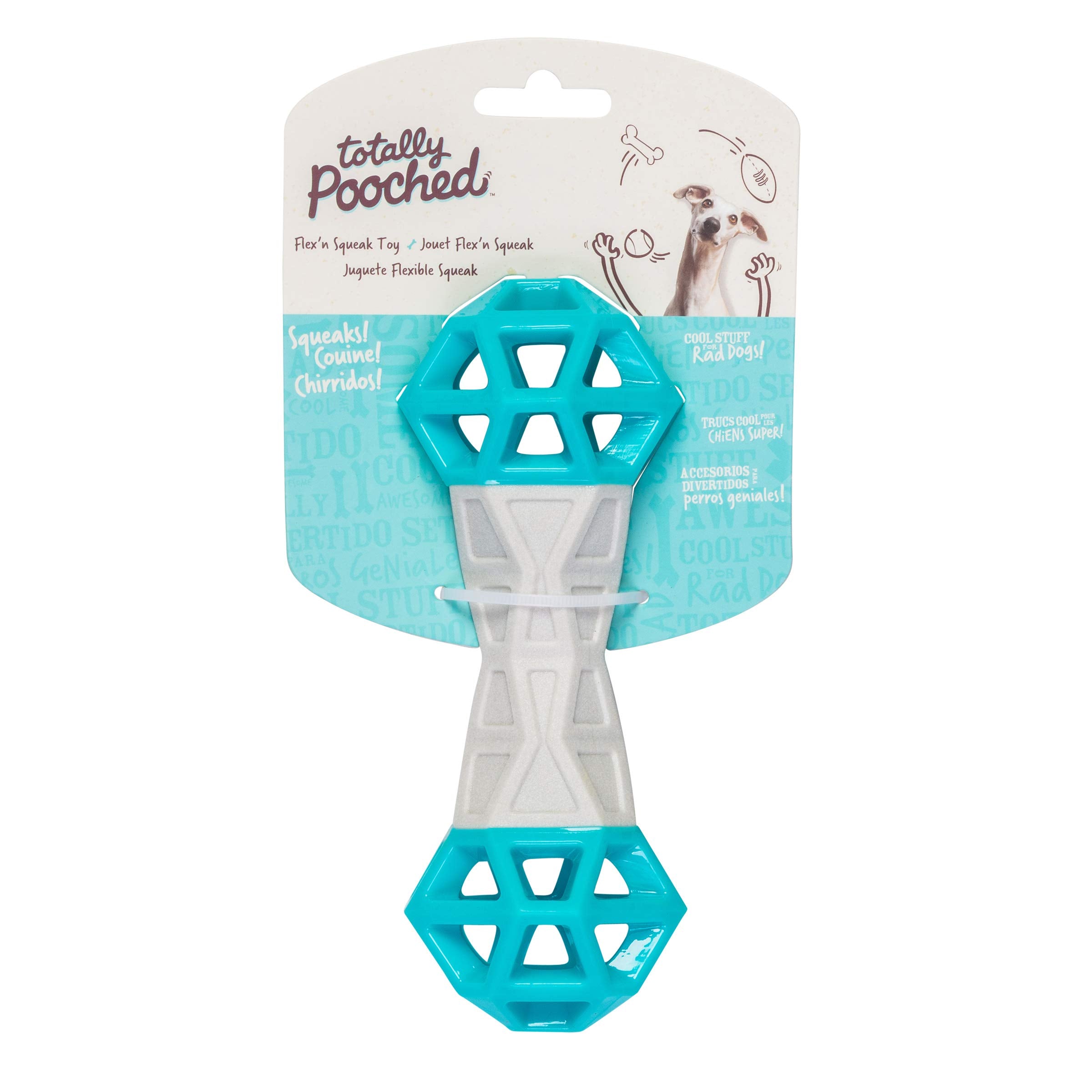 Messy Mutts Totally Dog Flex N Squeak Toy Grey Teal