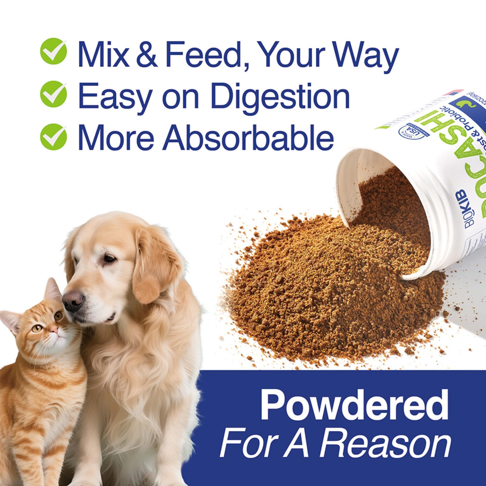BOCASHI Probiotics for Dogs & Cats, Pet Fermented Nutritional Powder - Food Topper for Digestive Health, Gut Support, Diarrhea &