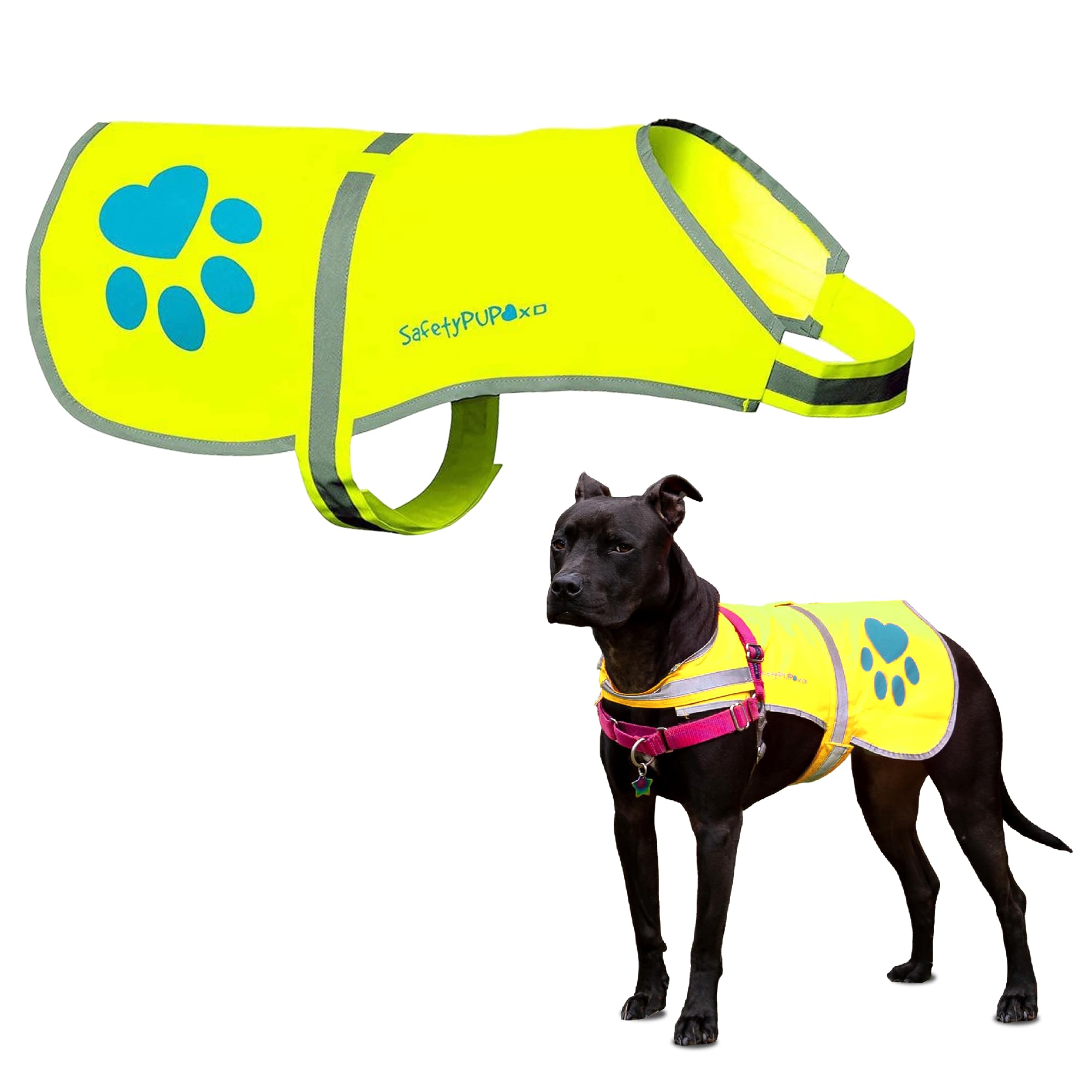 Dog Reflective Vest, Sizes To Fit Dogs 14 Lbs To 130 Lbs - Safetypup Xd Hi Vis, Safety Vest Keeps Dogs Visible On And Off Leash 