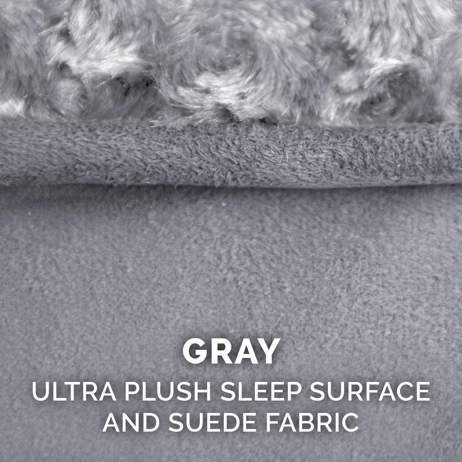 Furhaven Ultra Plush Faux Fur & Suede Dog Bed Cover, Jumbo Plus 51"x36", Machine Washable, Gray, Model CVR-31635087