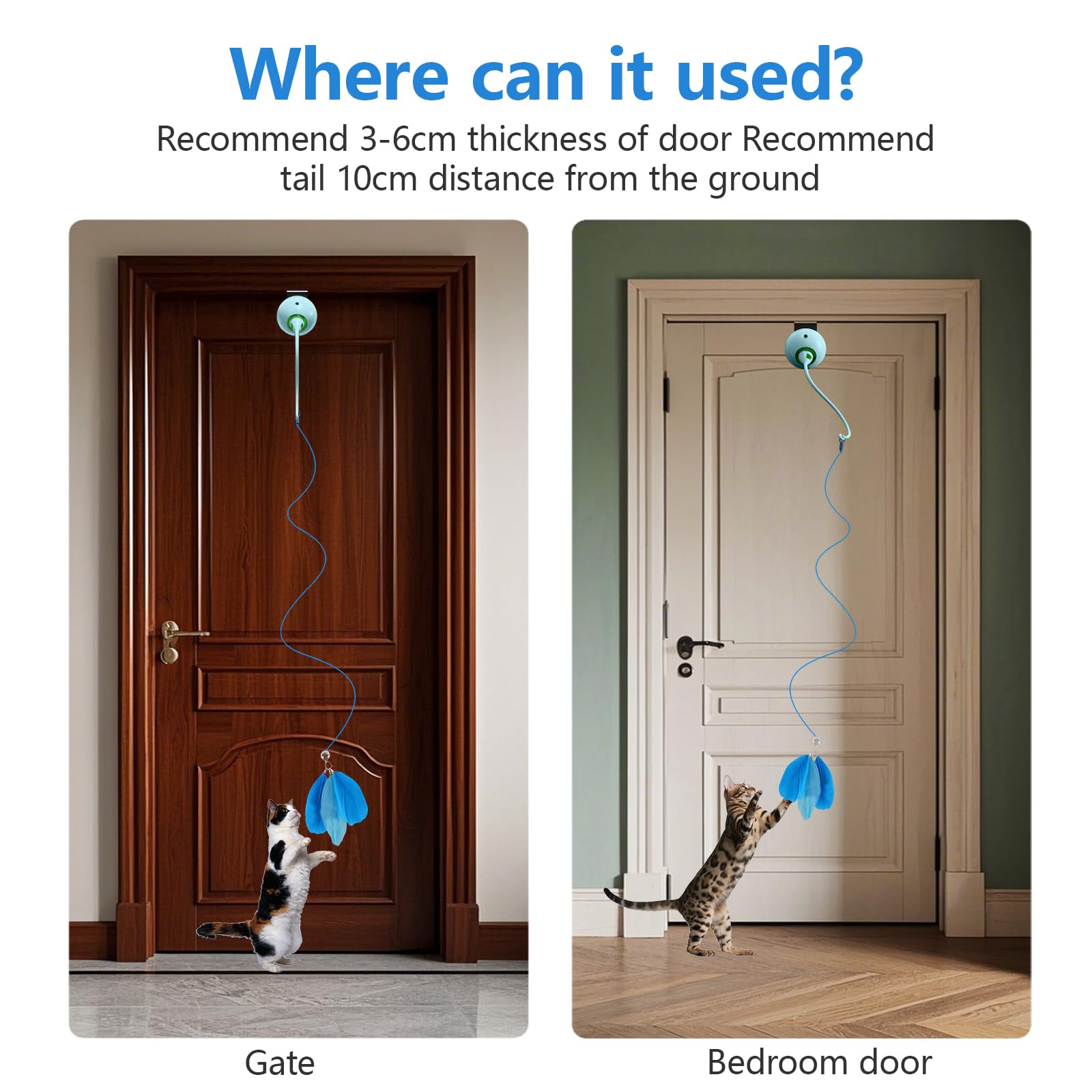 Scsuupoee Cat Toys Interactive For Indoor, Cats Toy Hanging Door Electric For Bored,Feathers Toy Kitten Rechargeable Door Hangin