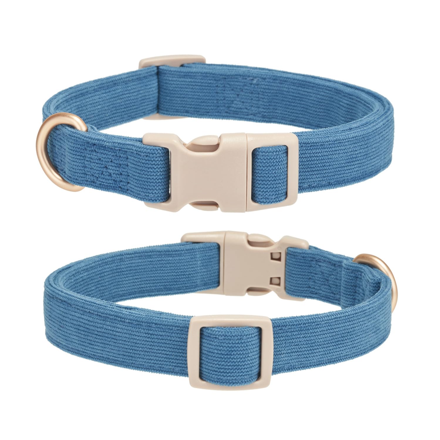 Yudote Soft Cotton Dog Collar Adjustable Corduroy Dog Collars For Small Medium Large Dogs(Blue,Large)