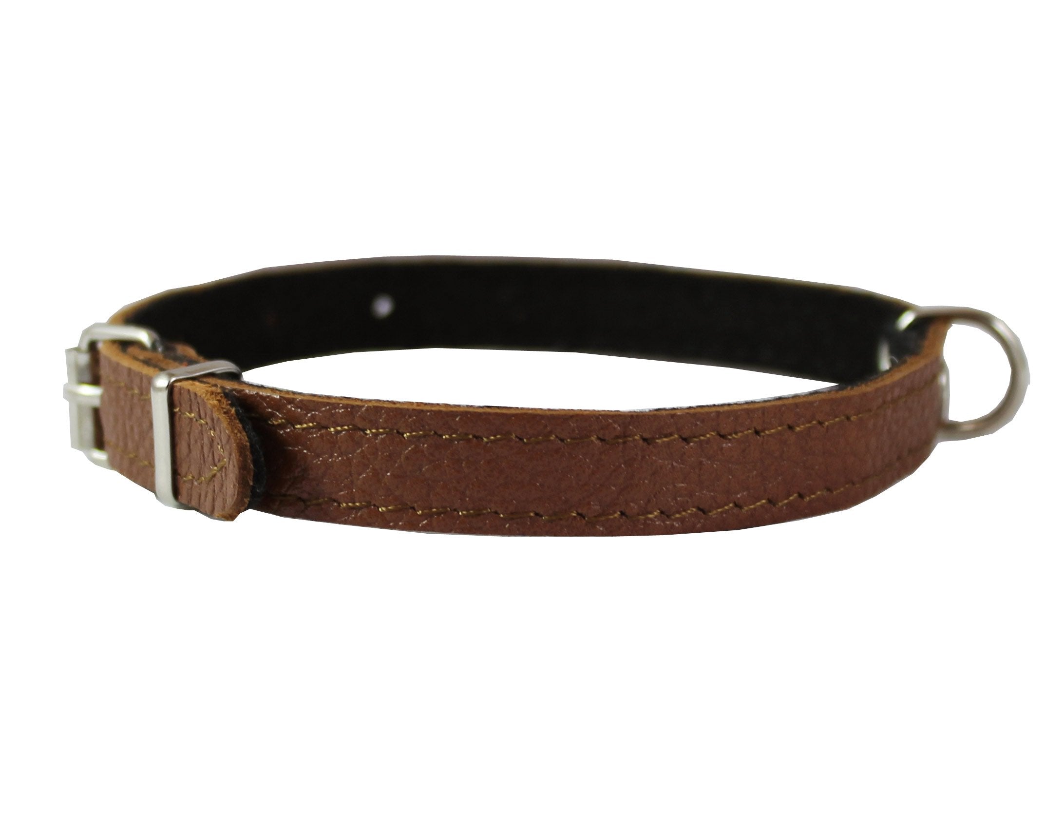 Brown Genuine Leather Felt Padded Dog Collar 13' X1/2' Wide Fits 9'-12' Neck, Chihuahua, Yorkshire Terrier, Puppies