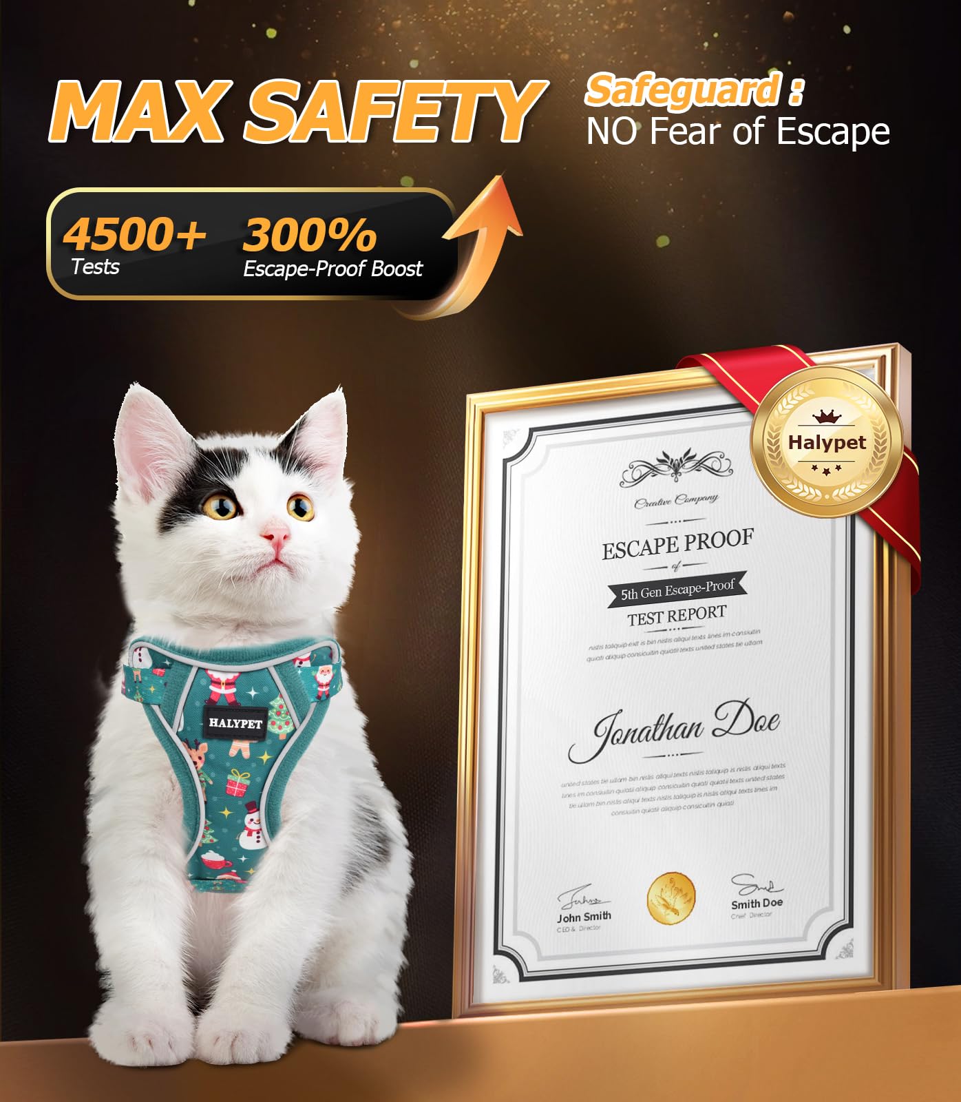 Halypet Cat Harness And Leash Set [Max Safety 4Th-Gen Upgrade] Escape Proof Adjustable Cat Leash Comfortable Soft Vest Easy To W