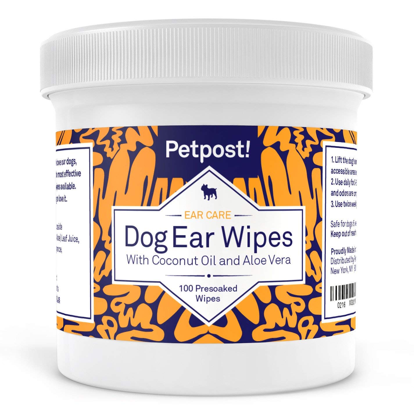Petpost | Dog Ear Cleaner Wipes - Ultra Soft Cotton Pads In Coconut Oil Aloe Solution - Dog Ear Rinse & Cleanser 100 Ct.