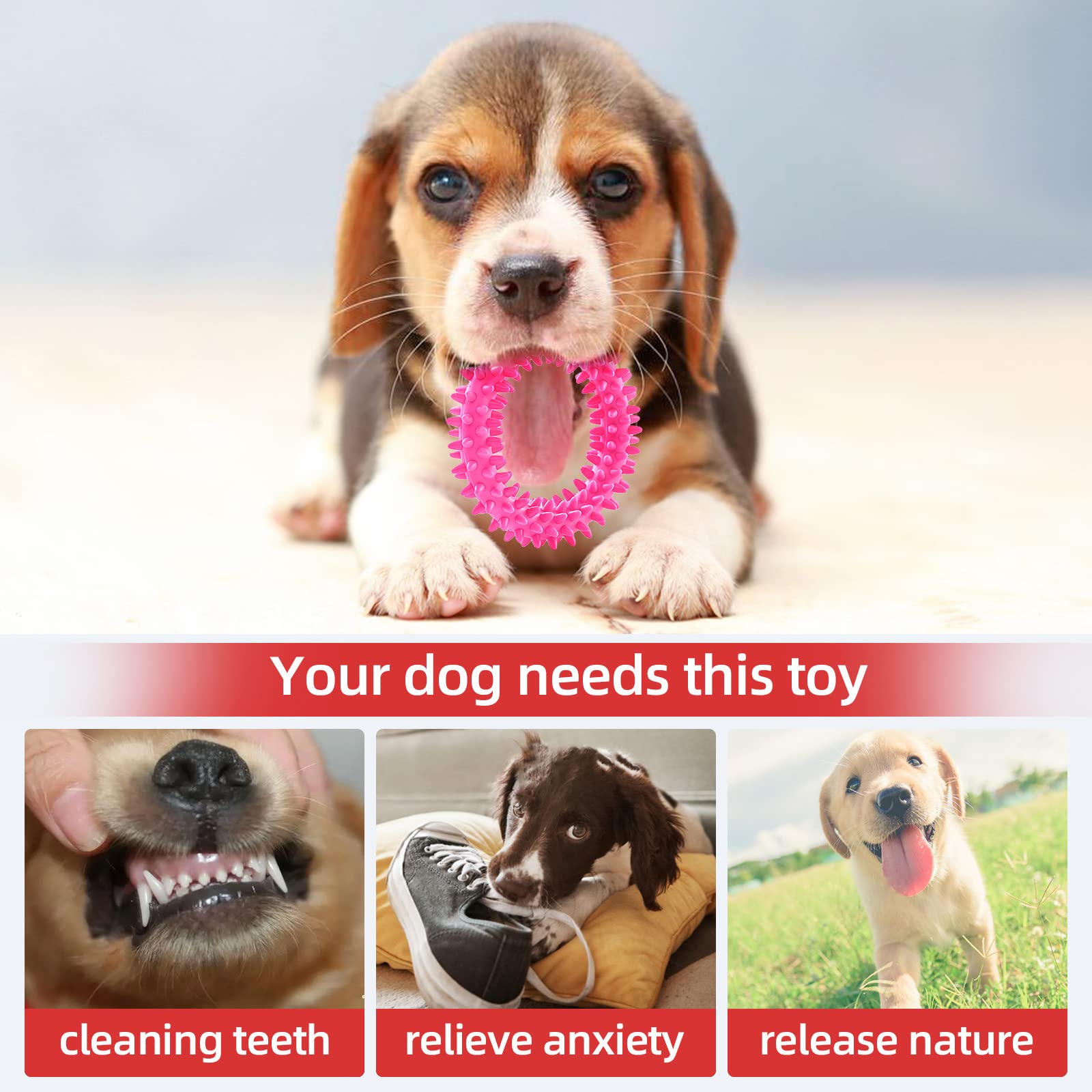 Hurray 3 Pack Puppy Teething Chew Toys for Relieve Itching and Clean Teeth - Dog Toys for Small Dogs, Puppies Dog Teething Toys