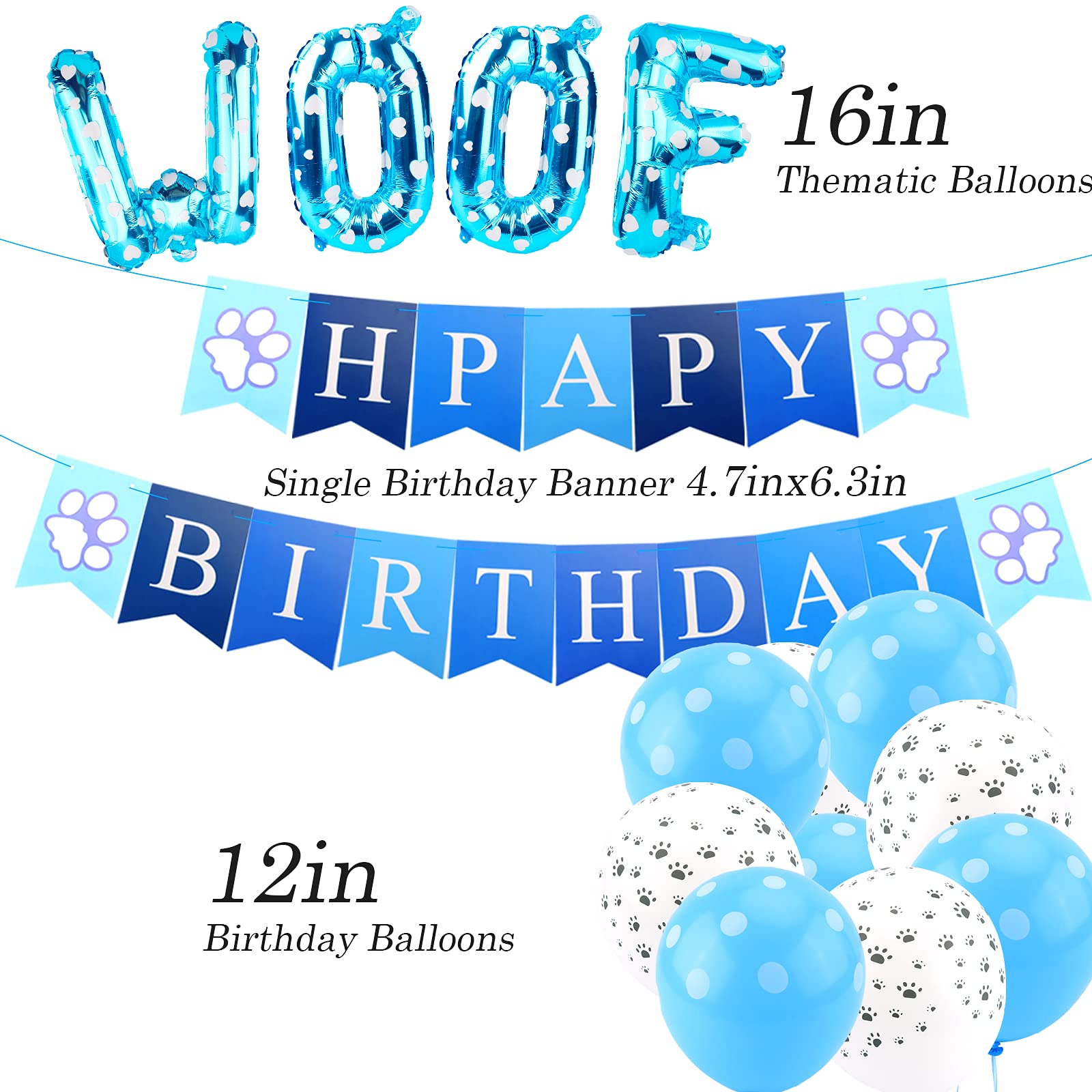 Dog Birthday Party Supplies With Dog Birthday Bandana, Dog Birthday Boy Hat,Scarf, Birthday Banner, Balloons And Bow Tie For Dog