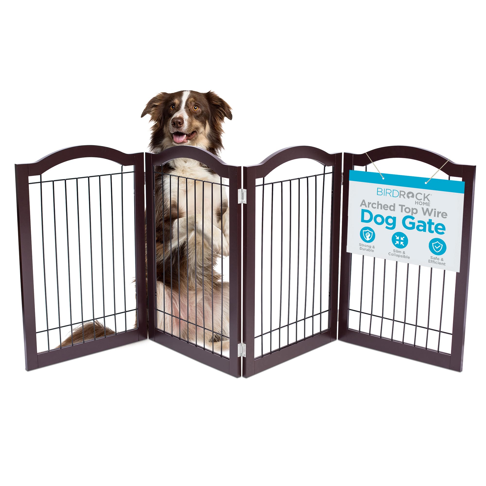 Internet'S Best Arched Top Wire Dog Gate - 4-Panel Free Standing Indoor Folding Pet Barrier, Ideal For Medium, Large Dogs, Puppi