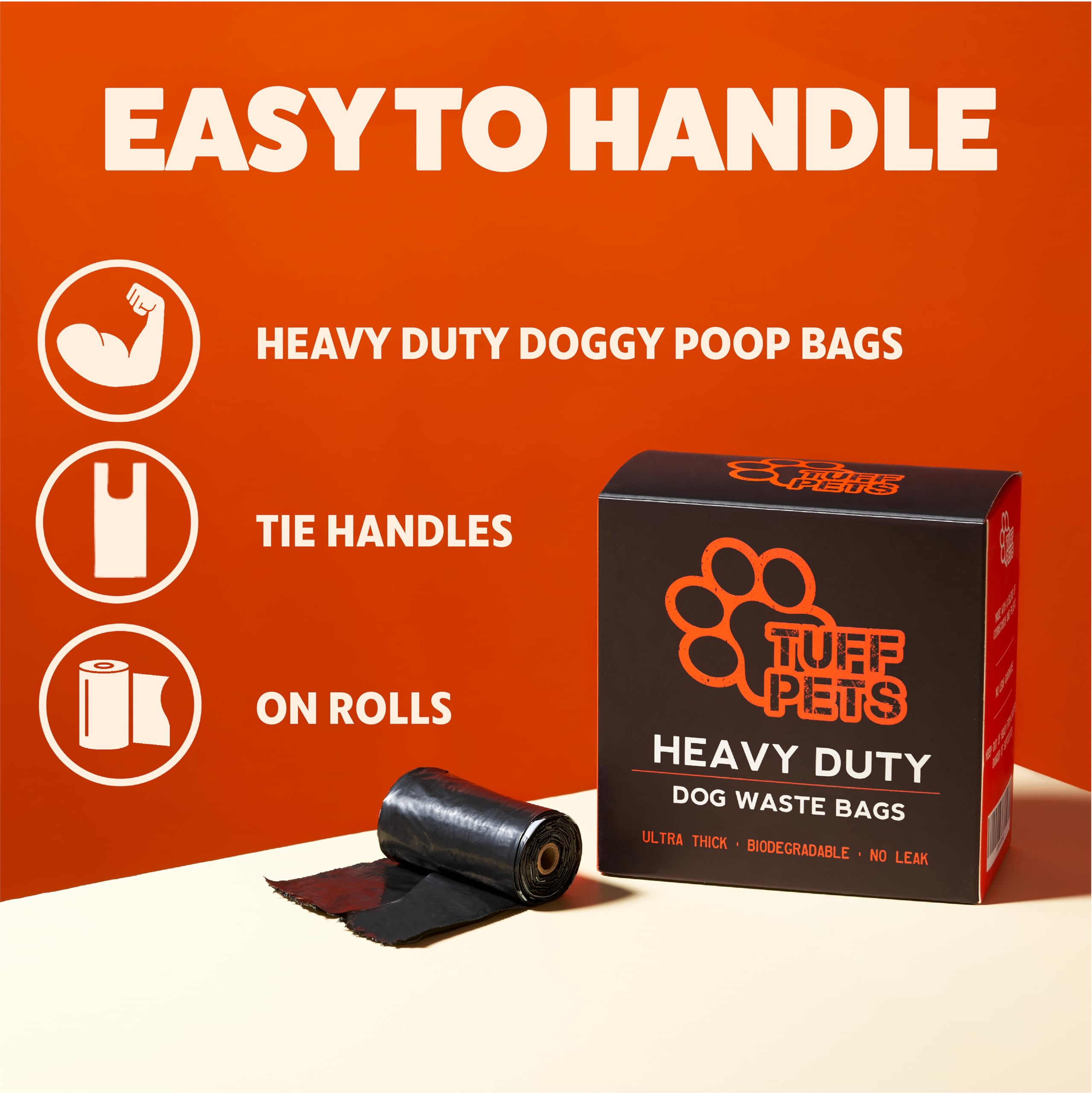 Tuff Pets Heavy Duty Dog Poop Bag With Handles - 16 Rolls Of Pet Waste Bags - Fits In Any Dogs Poo Bag Dispenser Or Holder - Thi