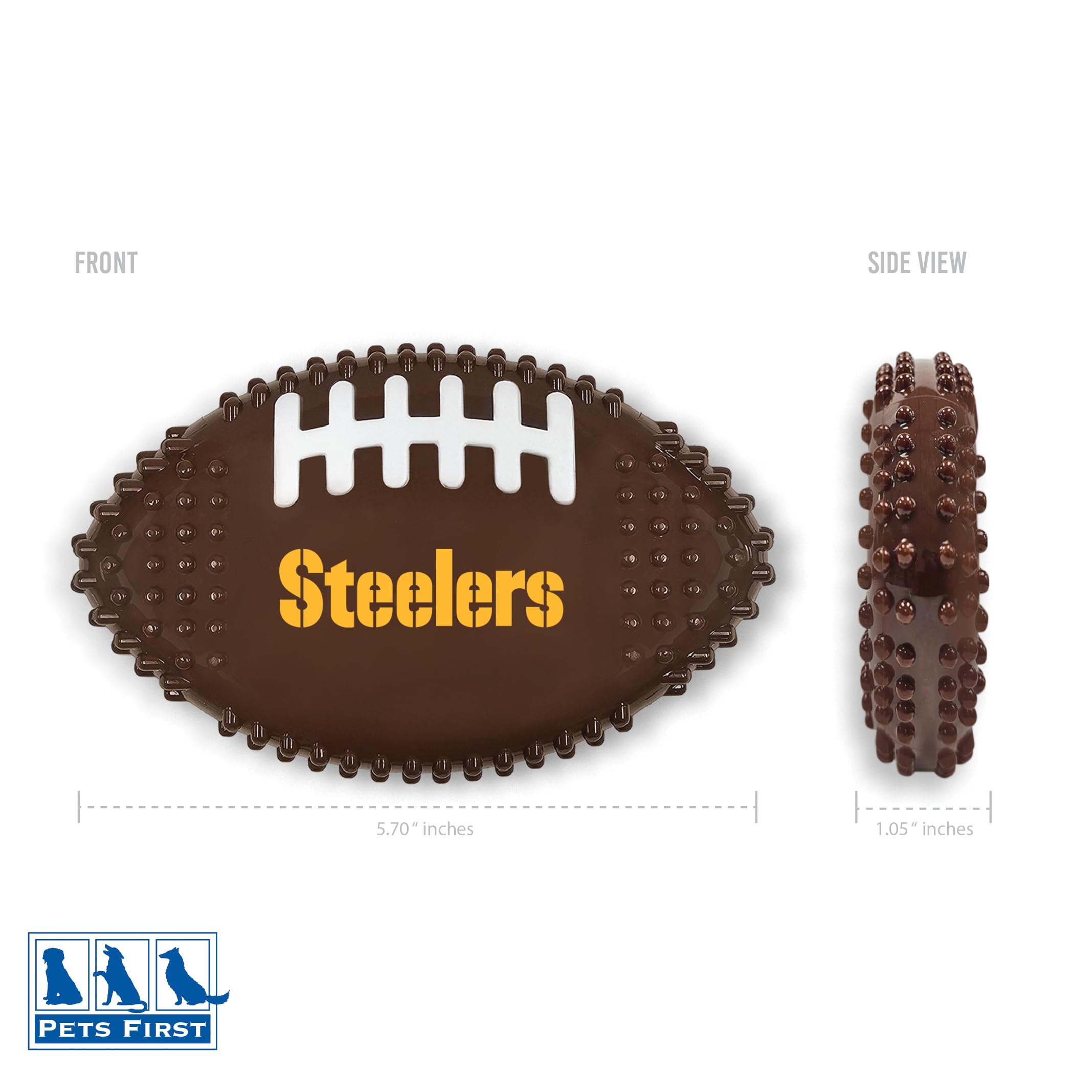 Nfl Pittsburgh Steelers Mega-Chew Hard Nylon Bacon-Flavored Dog Bone Football Chew Toy. Tasty Interactive Fun For Aggressive Che