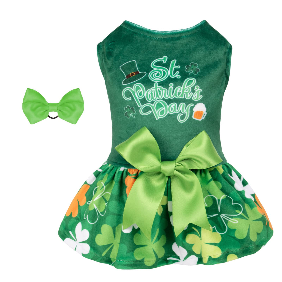 green emerald velvet dress Cutebone St.Patrick'S Day Dog Green Dress Velvet For Small Dogs Girl P –  Petocart