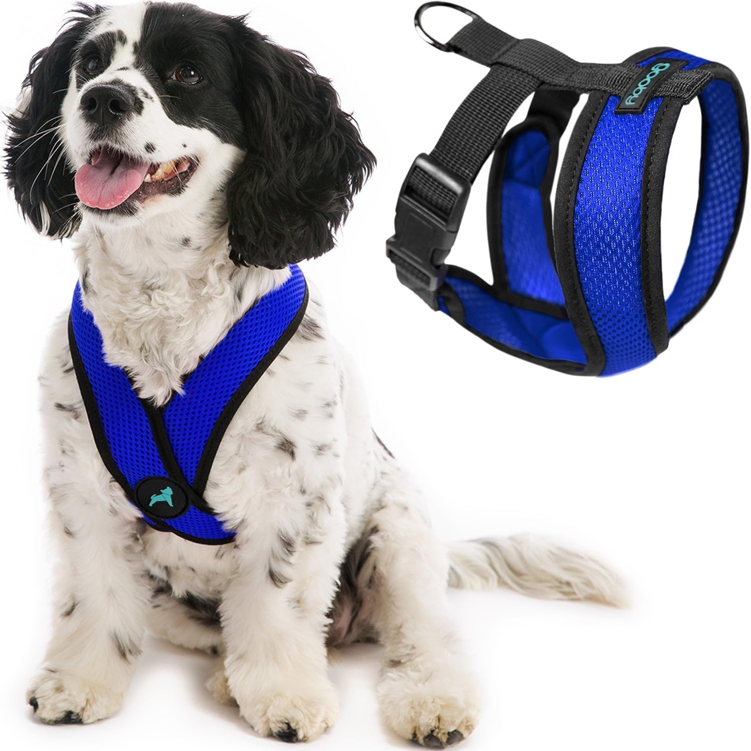 Gooby Comfort X Head In Harness - Blue, Large - No Pull Small Dog Harness, Patented Choke-Free X Frame - Perfect On The Go Dog H