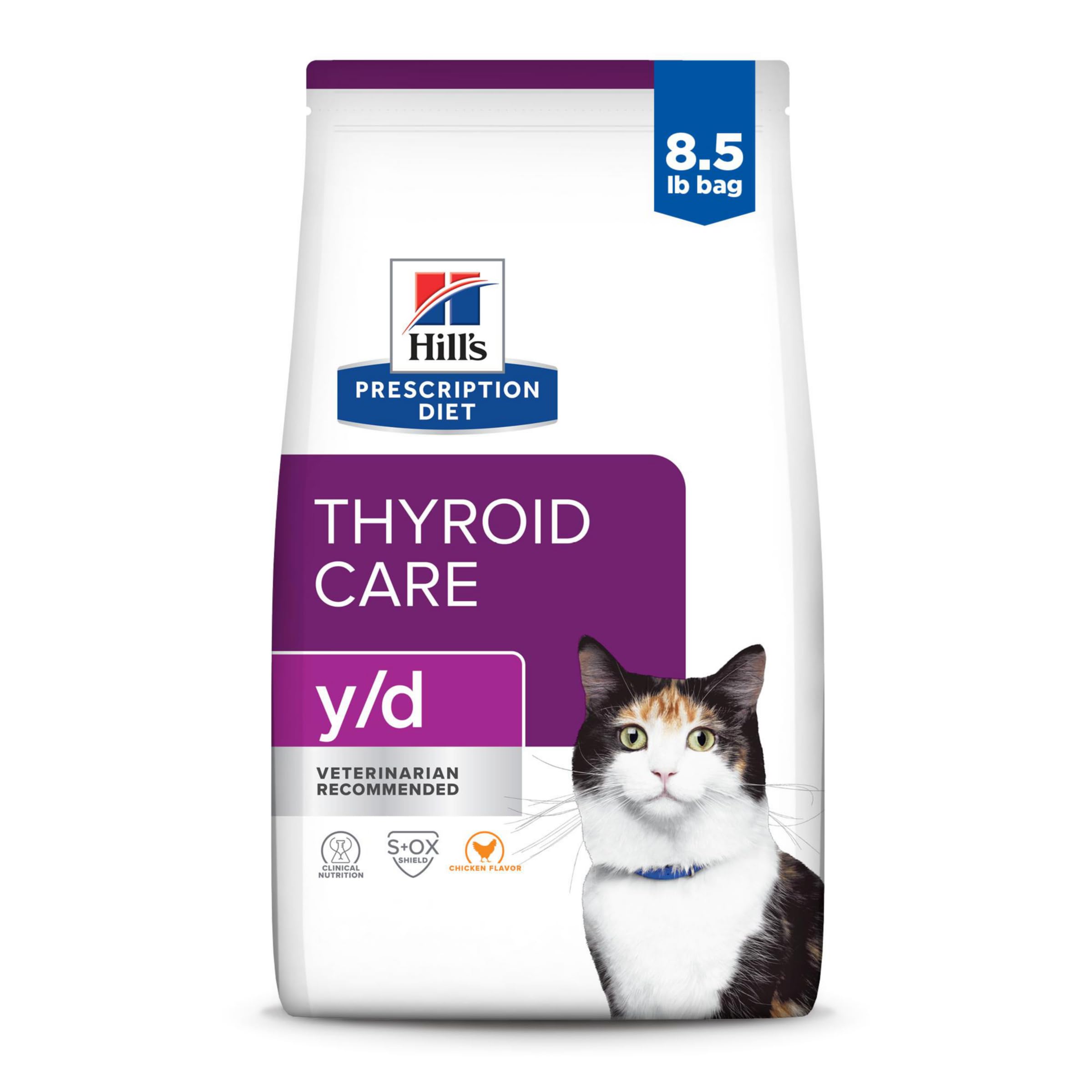 Hills Prescription Diet y/d Thyroid Care Dry Cat Food, Veterinary Diet, 8.5 lb. Bag