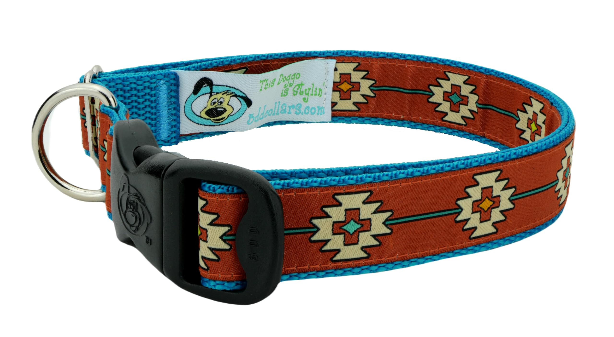 3 Dirty Dawgz Adjustable Western Santa Fe Southwestern Dog Collars For Medium Large And X-Large Dogs (Medium 14'- 22' Neck)