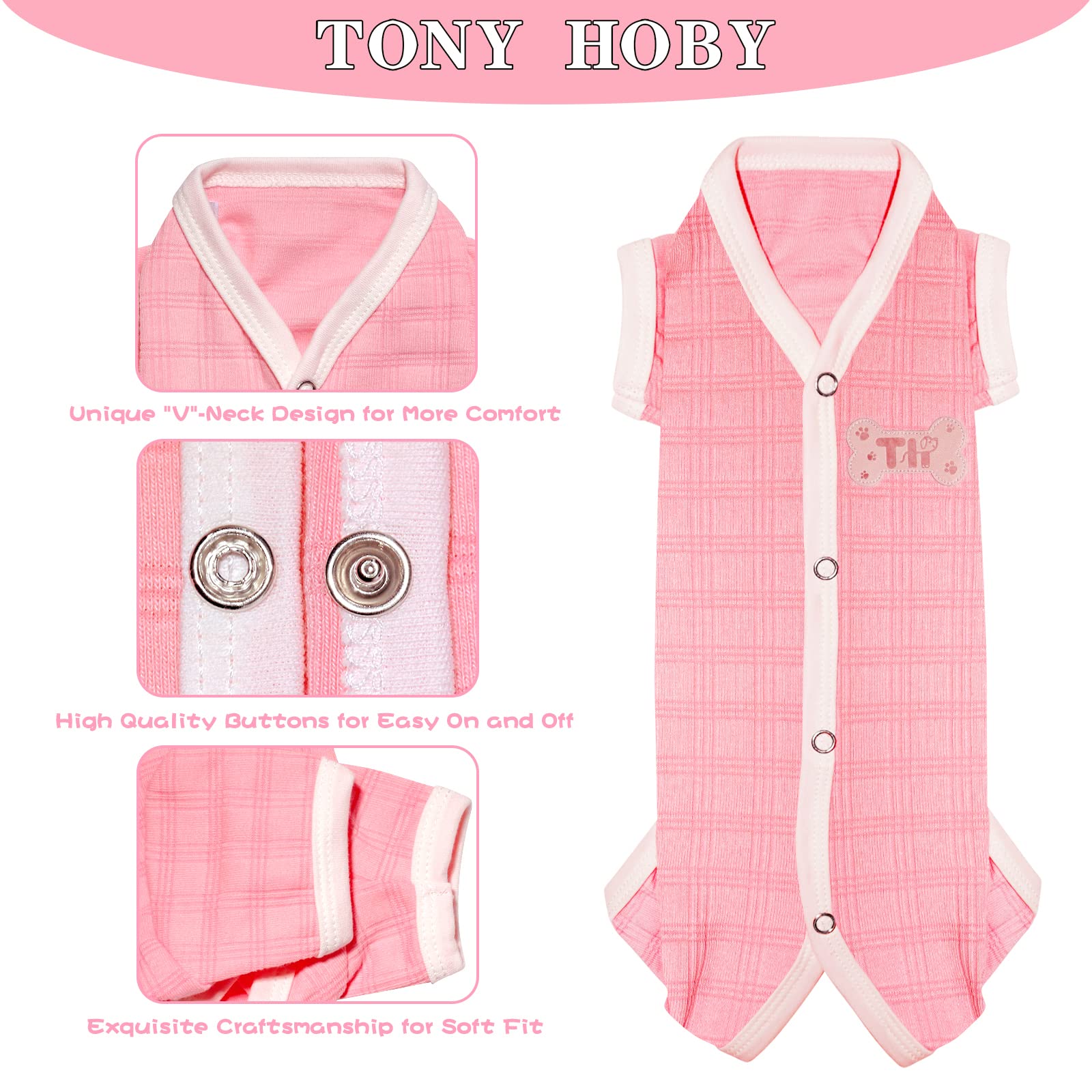 Tony Hoby Dog Pajamas, Dog Jumpsuit, Dog Recovery Suit After Surgery For Small Medium Dog (Pink, Girl, Xs)
