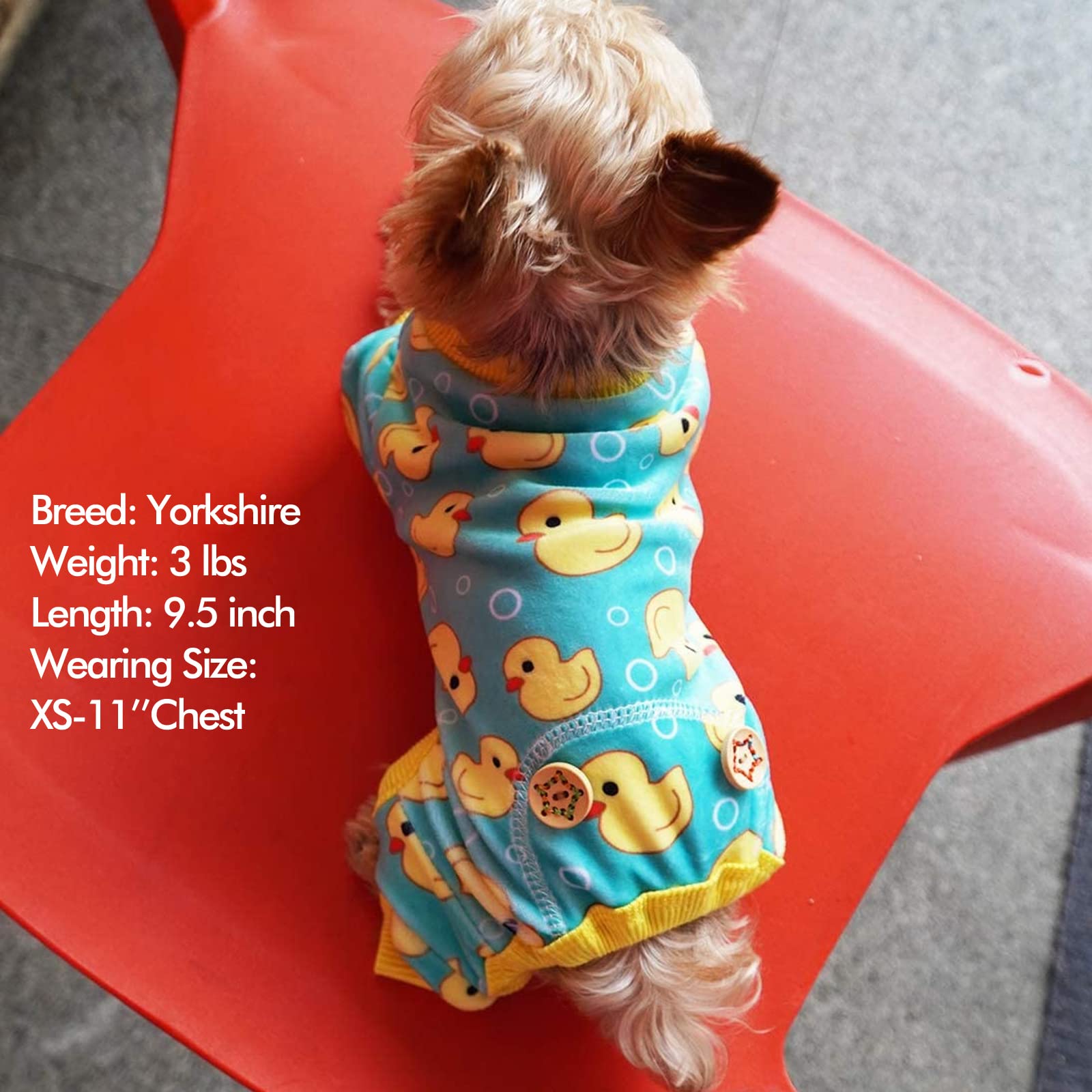 Kyeese Dog Pajamas Yellow Ducks For Small Dogs Soft Material Stretchable Dog Pjs Cat Pajama Dog Apparel