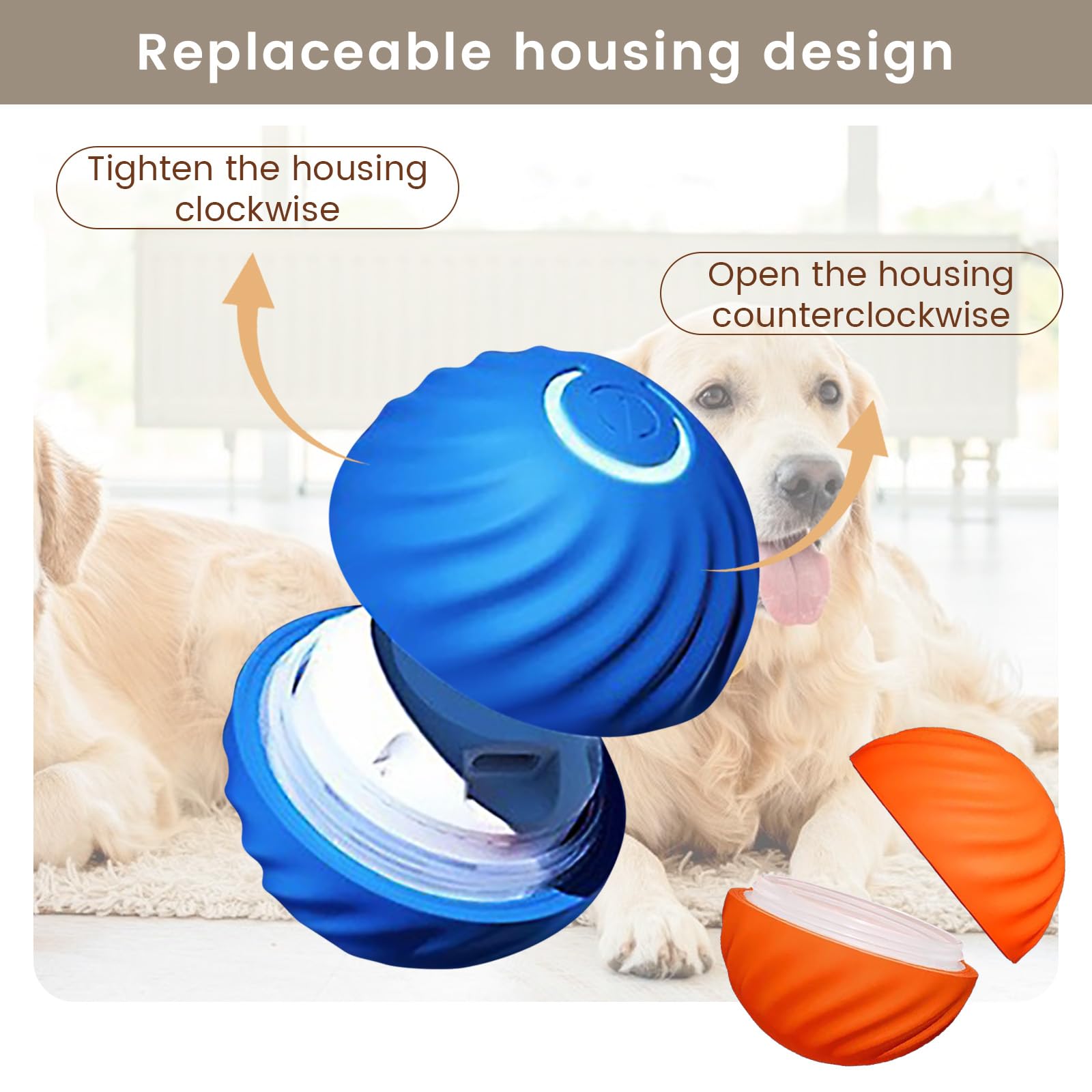 Pakesi Interactive Dog Toys,Durable Active Wicked Ball,Automatic Moving Bouncing Rotating Ball For Puppy/Small/Medium Dogs,Usb R