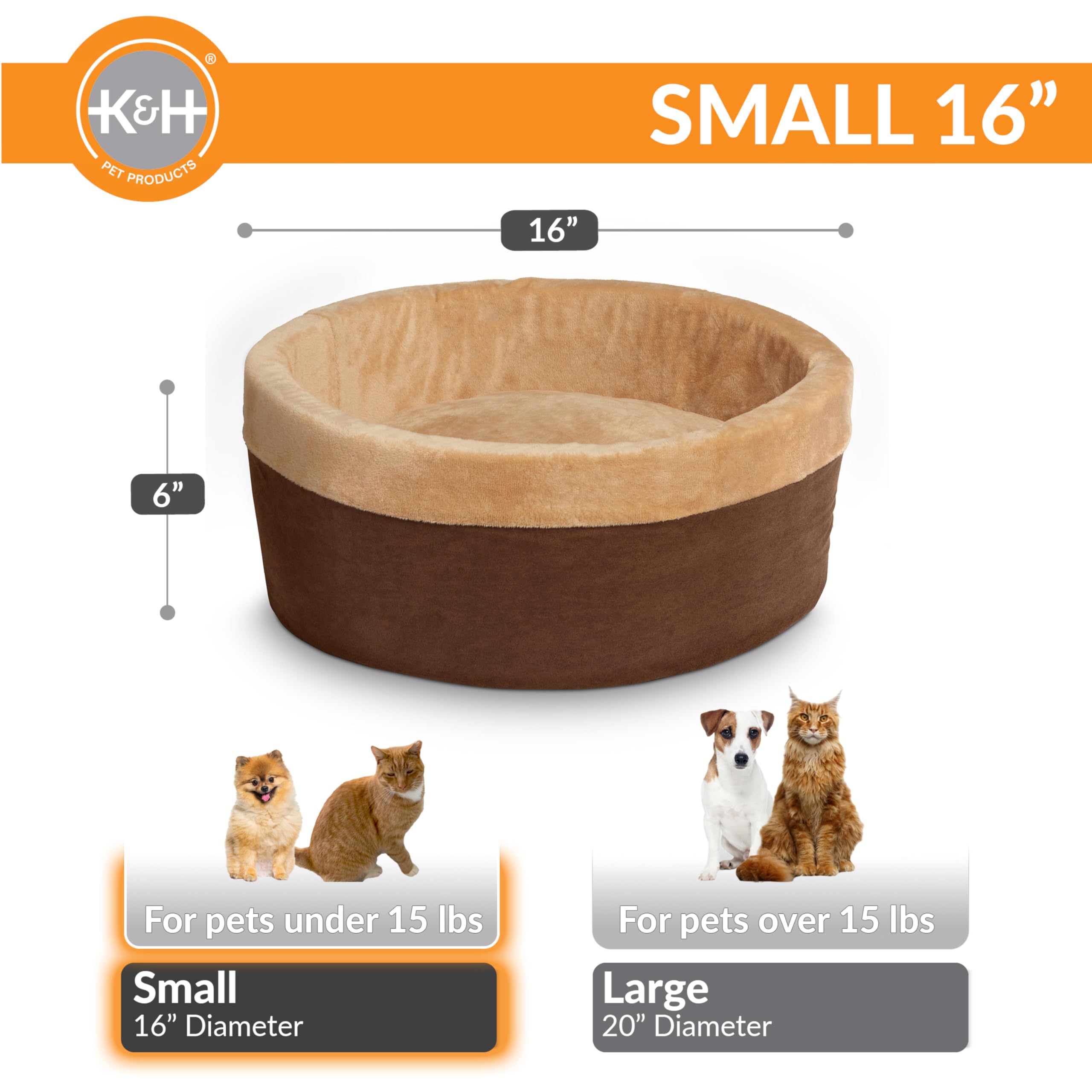 K&H Pet Products Thermo-Kitty Bed Heated Cat Beds for Indoor Cats & Dogs, Calming Warming Pillow Pet Bed, Machine Washable, Remo