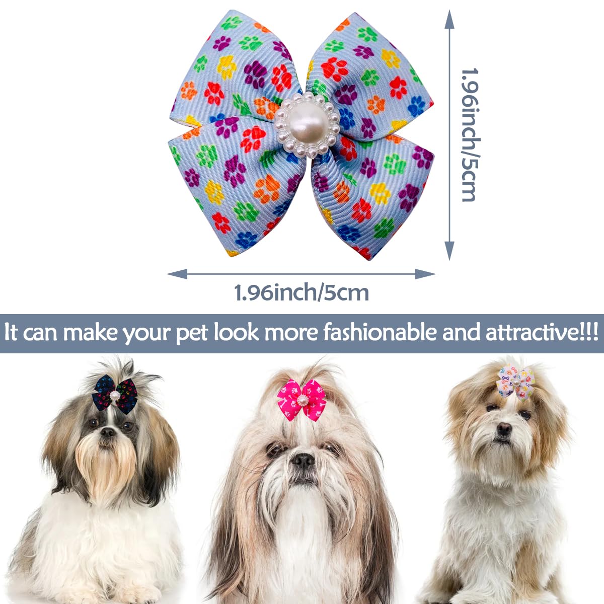 Pet Show 20Pcs Dog Hair Bows With Alligator Clips For Small Medium Dogs Bowknot Hair Clips Cat Puppy Yorkshire Grooming Hair Acc