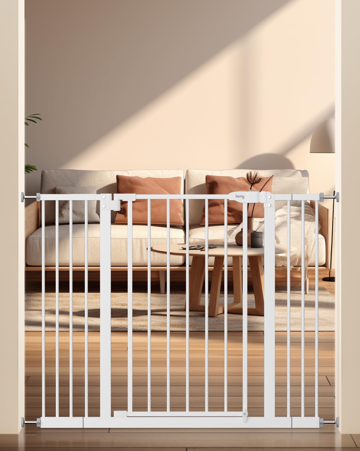keny 29-42.5 Baby Gate for Stairs, Auto Close Safety Dog Gate, Pressure Mounted Easy Walk Through Pet Gate for Doorways, Durable