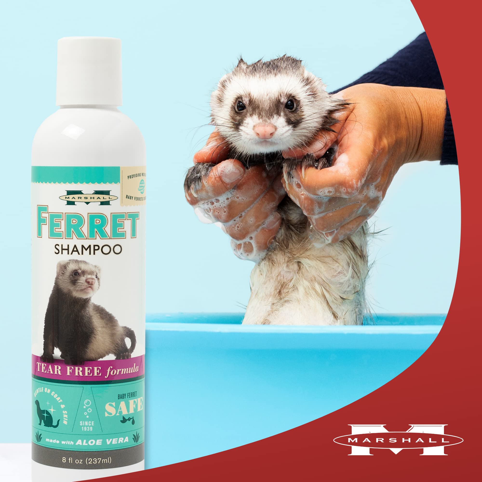 Marshall Pet Products Natural pH Balanced, Tearless Baby Safe Original Aloe Vera Ferret Deodorizing Shampoo with Eucalyptus and