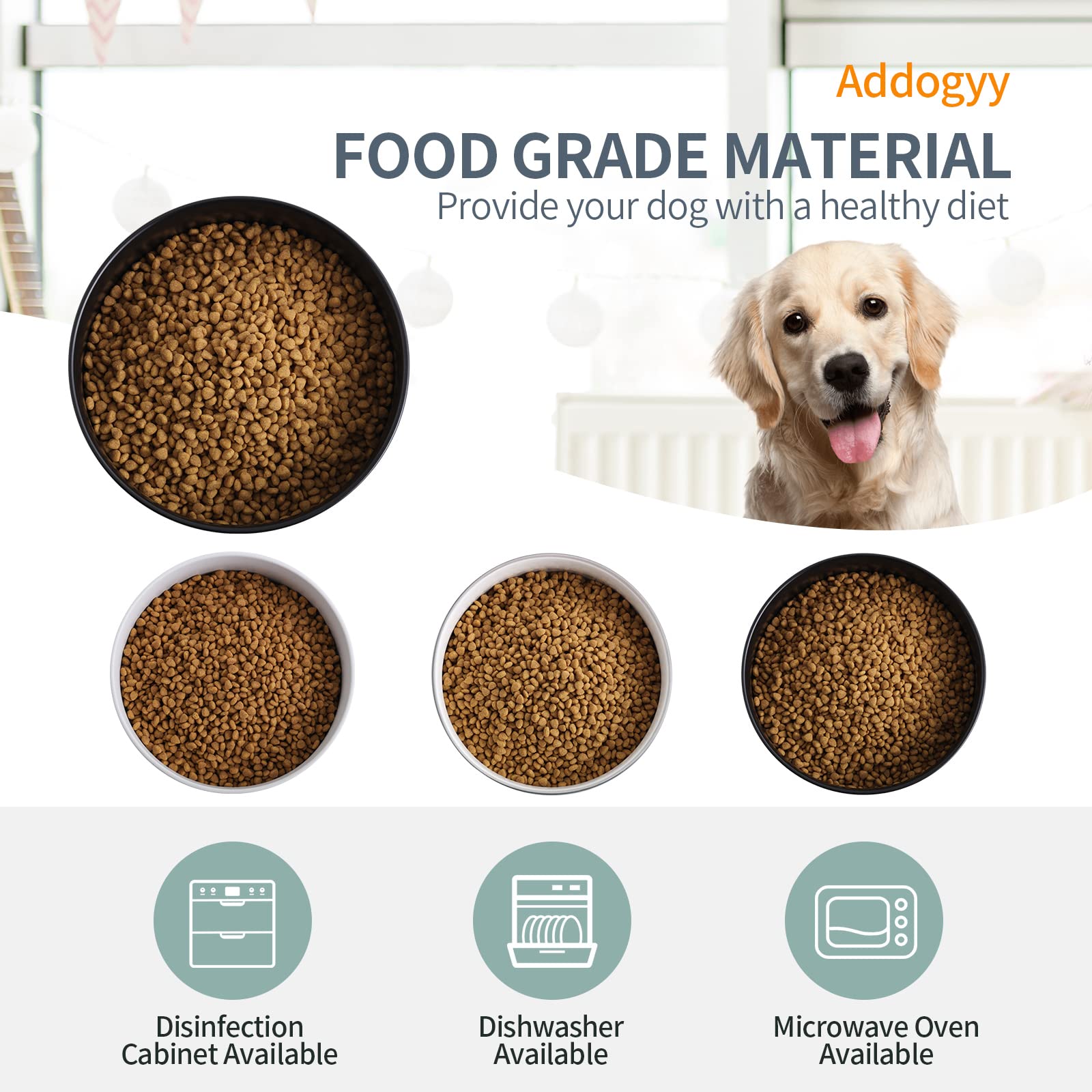 Addogyy Elevated/Raised Dog Bowl Ceramic with Wood Stand for Medium Large Breed,Dog Food Water Dish Heavy Wighted, 8 in Non Slip