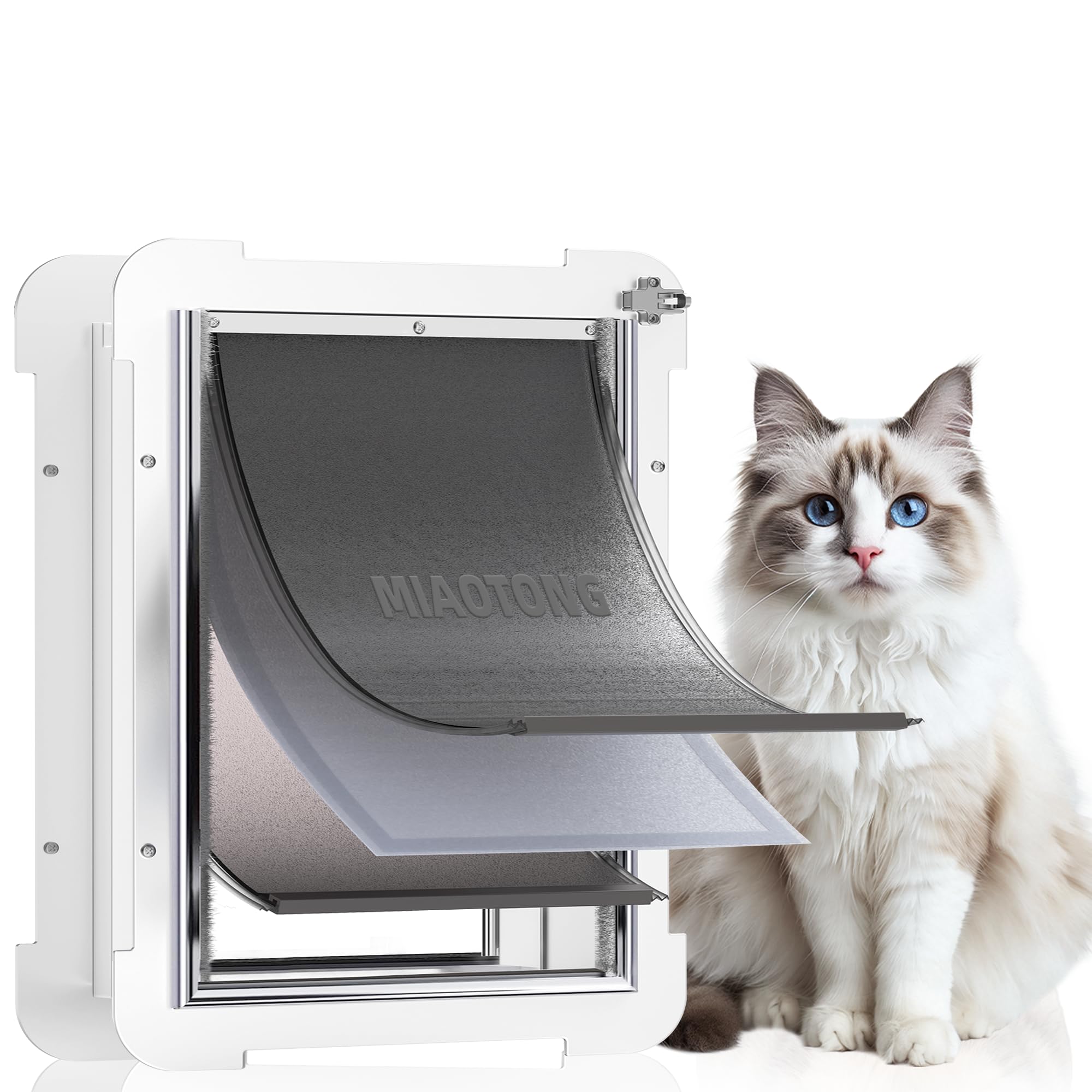 3-Flap Steel Small Dog Door For Exterior Doors With Sliding Lock Panel, Extreme Weather Pet Door, Insulated Doggy Door, Telescop