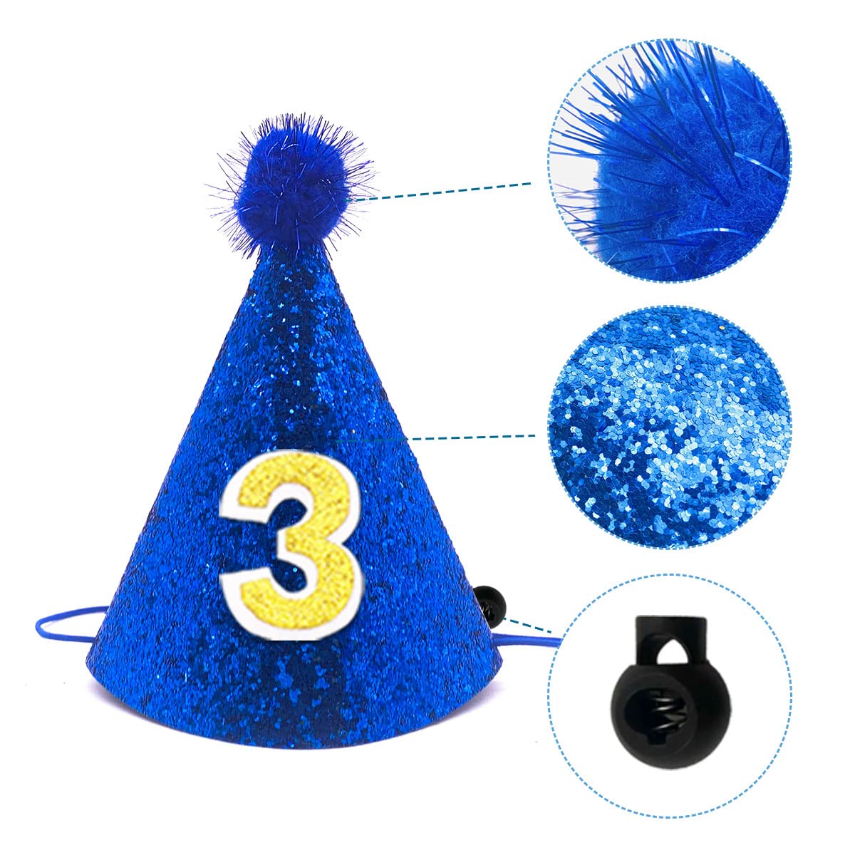 Pet Show 5Pcs Dog Birthday Hat Set For Medium Large Dogs Boys Girls Cone Party Hats With 0-9 Numbers 10 Glue Hair Grooming Acces