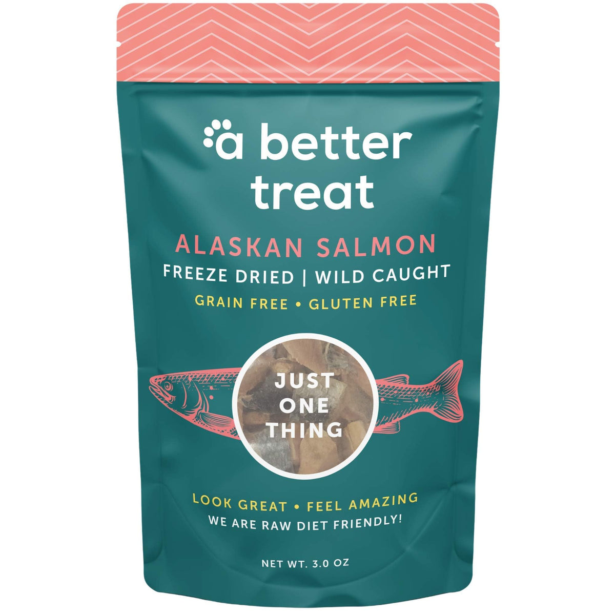 A Better Treat - Freeze Dried Salmon Dog Treats, Wild Caught, Single Ingredient | Natural High Value | Gluten Free, Grain Free, 