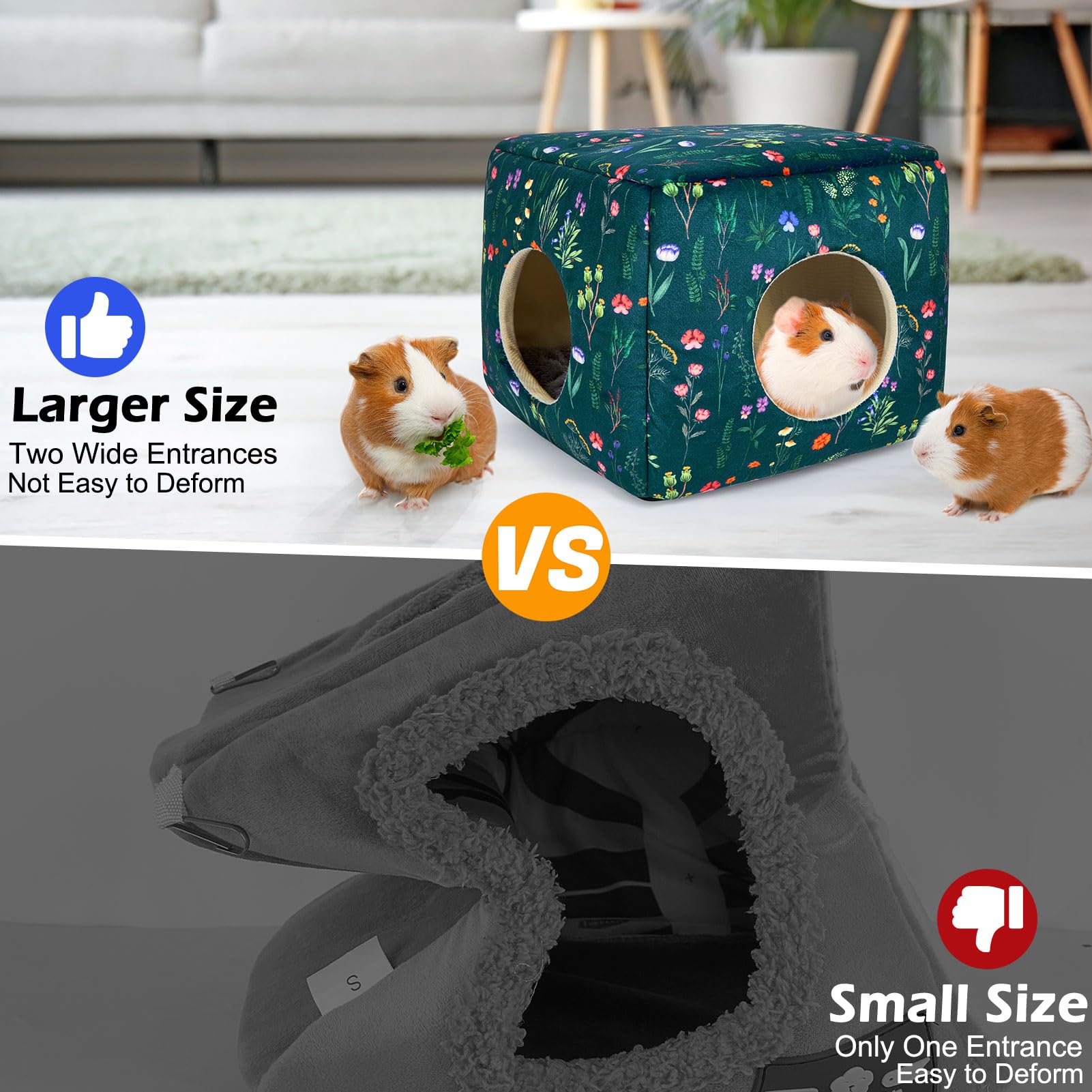 Bienbee Guinea Pig Hideout, Washable Guinea Pigs House Cozy Guinea Pigs Bed for Small Pet Bunny/Rabbit/Hamster/Chinchilla Guinea