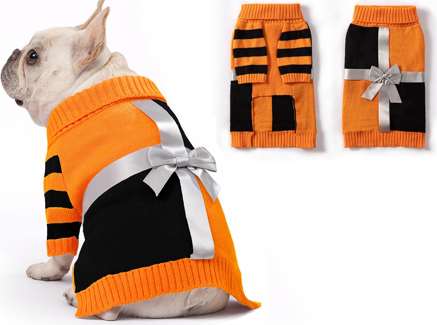 Roseelk 2 Pack Dog Sweaters for Small Dogs - Puppy Medium/Large Warm Clothes in Winter, Turtleneck Pullover Design for Boy Girl 