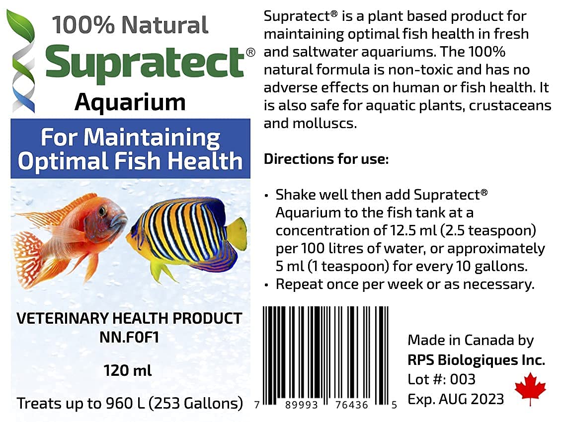 Aquarium Water Conditioner - Supratect, 100% Plant Based Fish Health Conditioner (4 oz Bottle)
