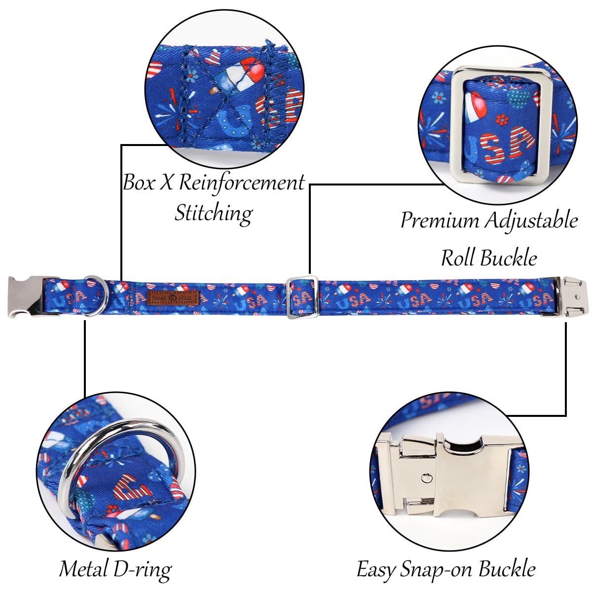 Lionet Paws 4Th Of July Dog Collar With Bowtie, Cute Summer Blue Dog Collar For Girl For Small Dogs, Adjustable Popsicle Pet Pup