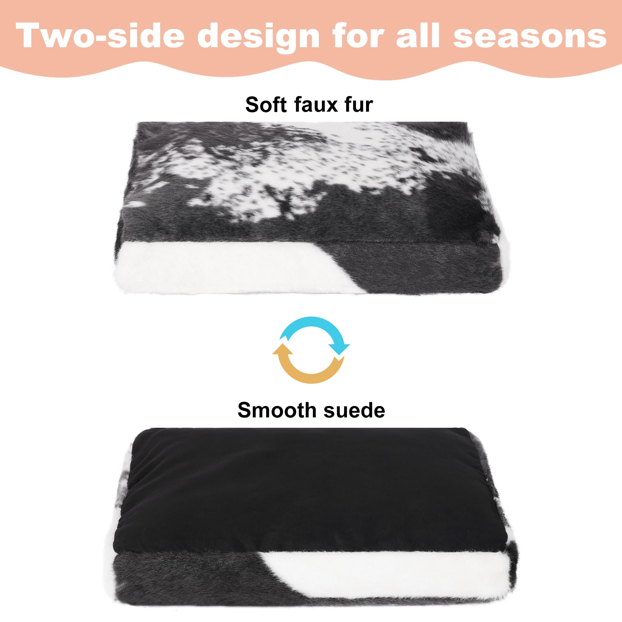 Bedfolks Waterproof Kennel Pad,Plush Dog Crate Bed With Removable, Washable Faux Fur Cover For Extra Large Dogs, Fluffy - 41'X2