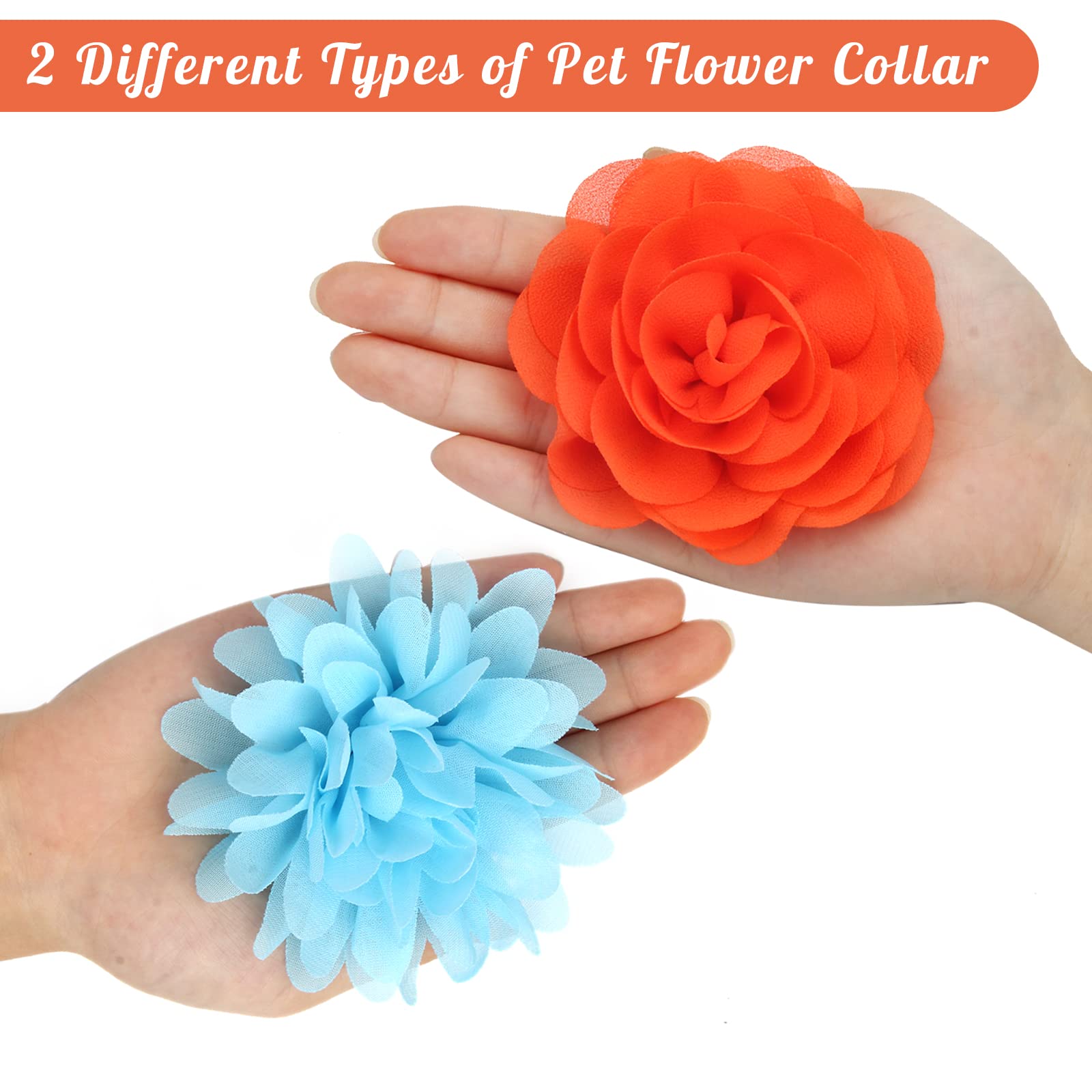20Pcs Dog Flower Collar Accessory, Catcan Multi-Color Pet Flower Collars 2 Style Soft Chiffon Dog Bow Tie Charms Flower For Puppy Collar Grooming Accessories