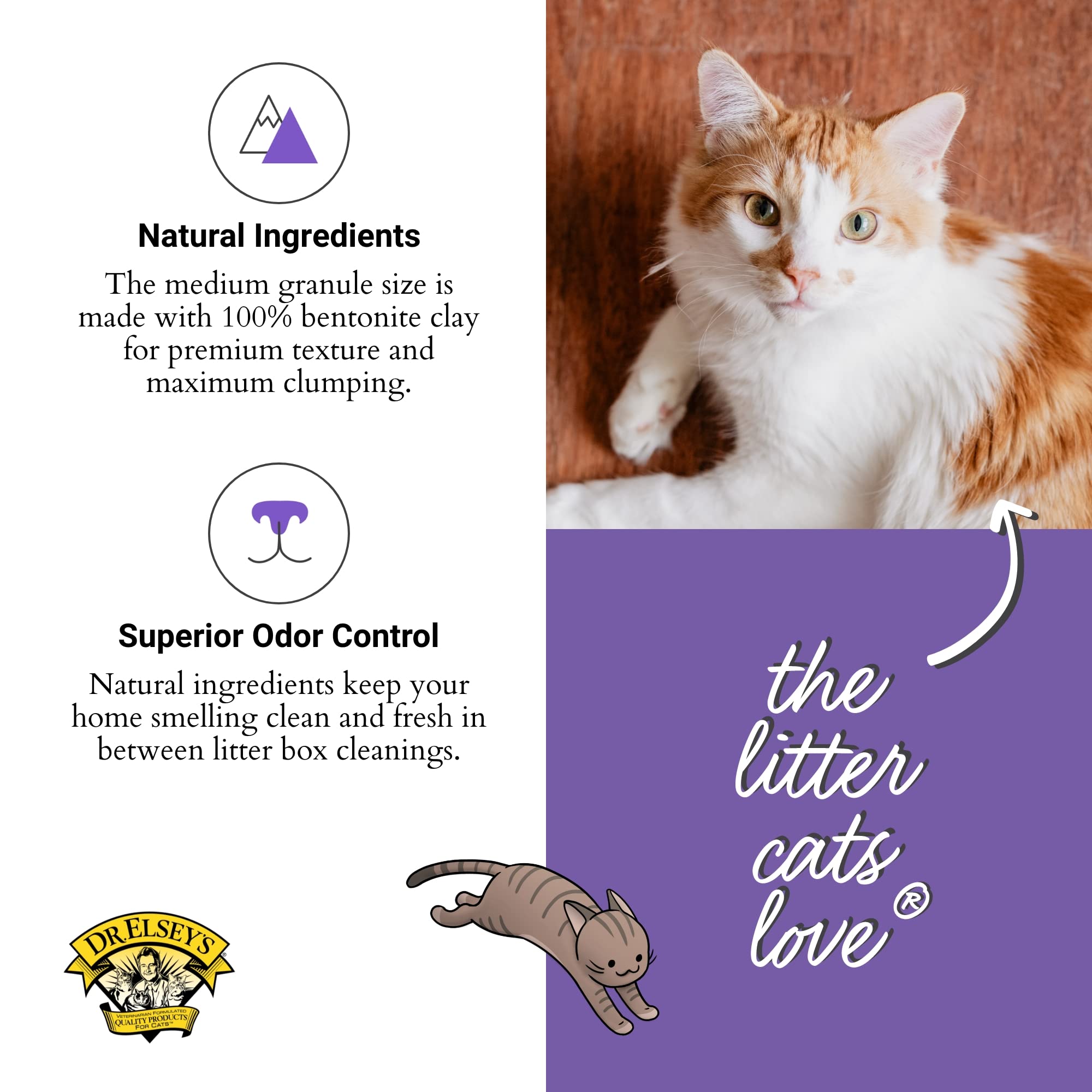 Dr. Elsey'S Premium Clumping Cat Litter - Clean Tracks - Low Dust, Low Tracking, Hard Clumping, Superior Odor Control, Unscented & Natural Ingredients 40 Lbs