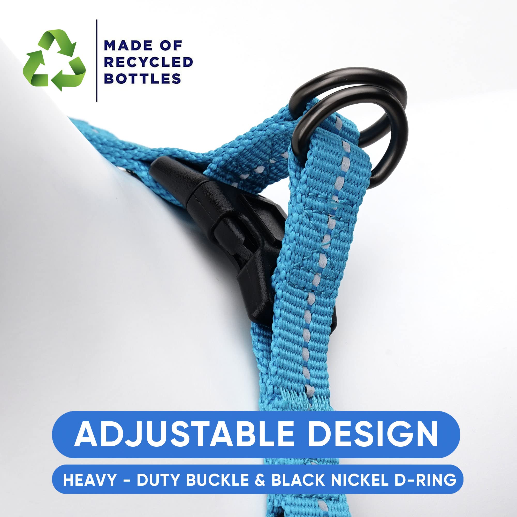 Pawtitas Recycled Dog Harness With Reflective Stitched A Puppy Harness Made From Plastic Bottles Collected From Oceans Medium Te