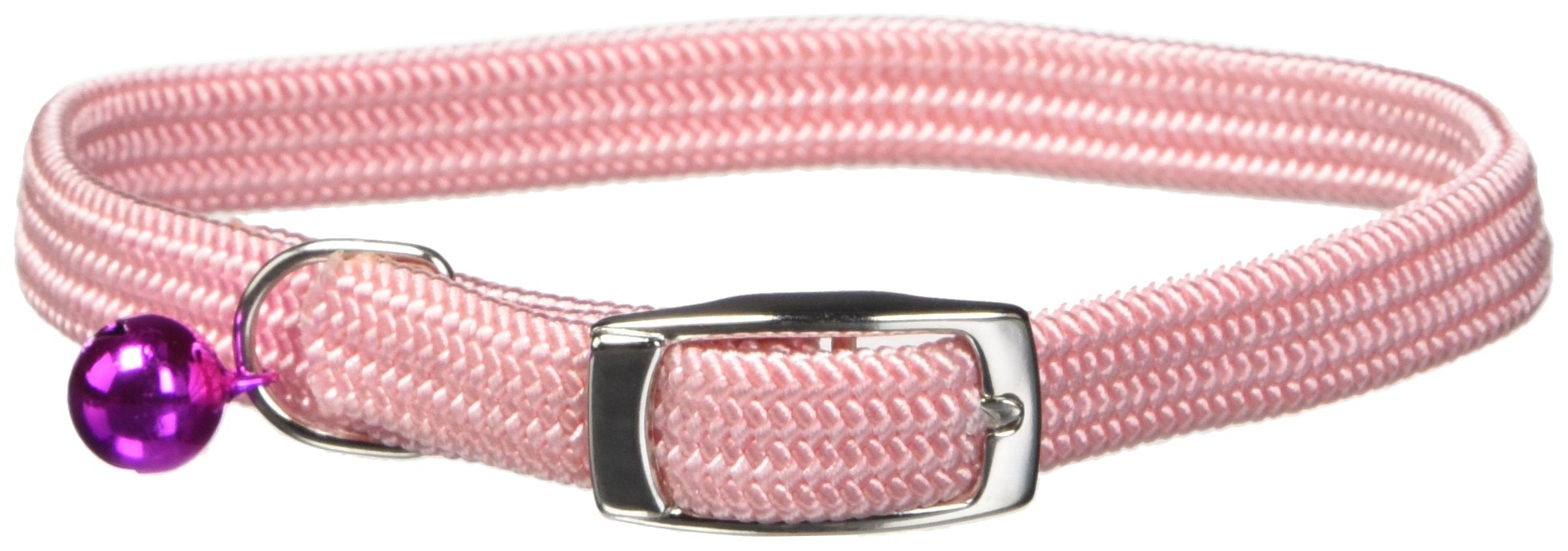 Omnipet Kool Kat Elastic Cat Safety Collar With Bell, Pink, 12''