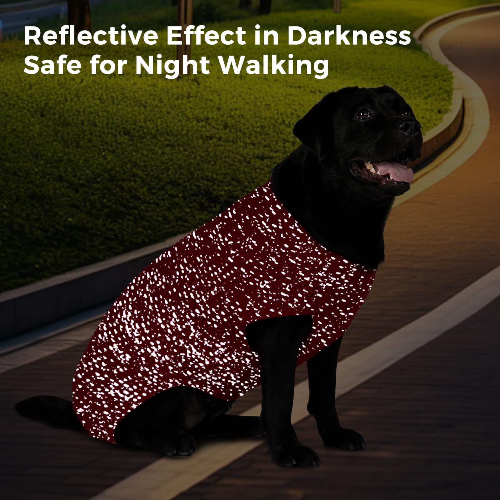 Kyeese Christmas Dog Sweaters With Reflective Yarn For Large Dogs Warm Pullover Dog Knitwear With Leash Hole For Fall Winter, Re
