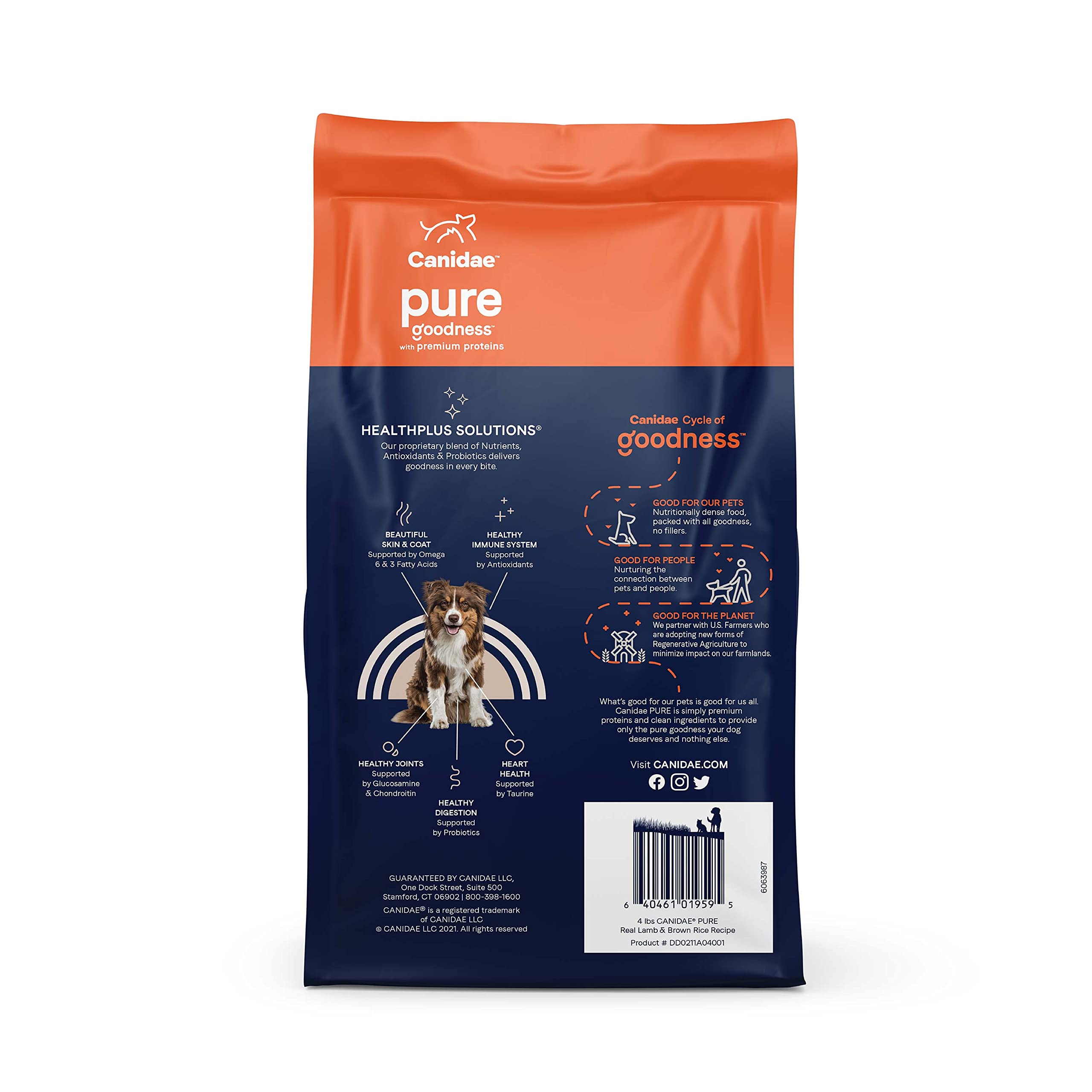 CANIDAE Pure Limited Ingredient Premium Adult Dry Dog Food, Lamb & Brown Rice Recipe, 4 lbs, with Wholesome Grains